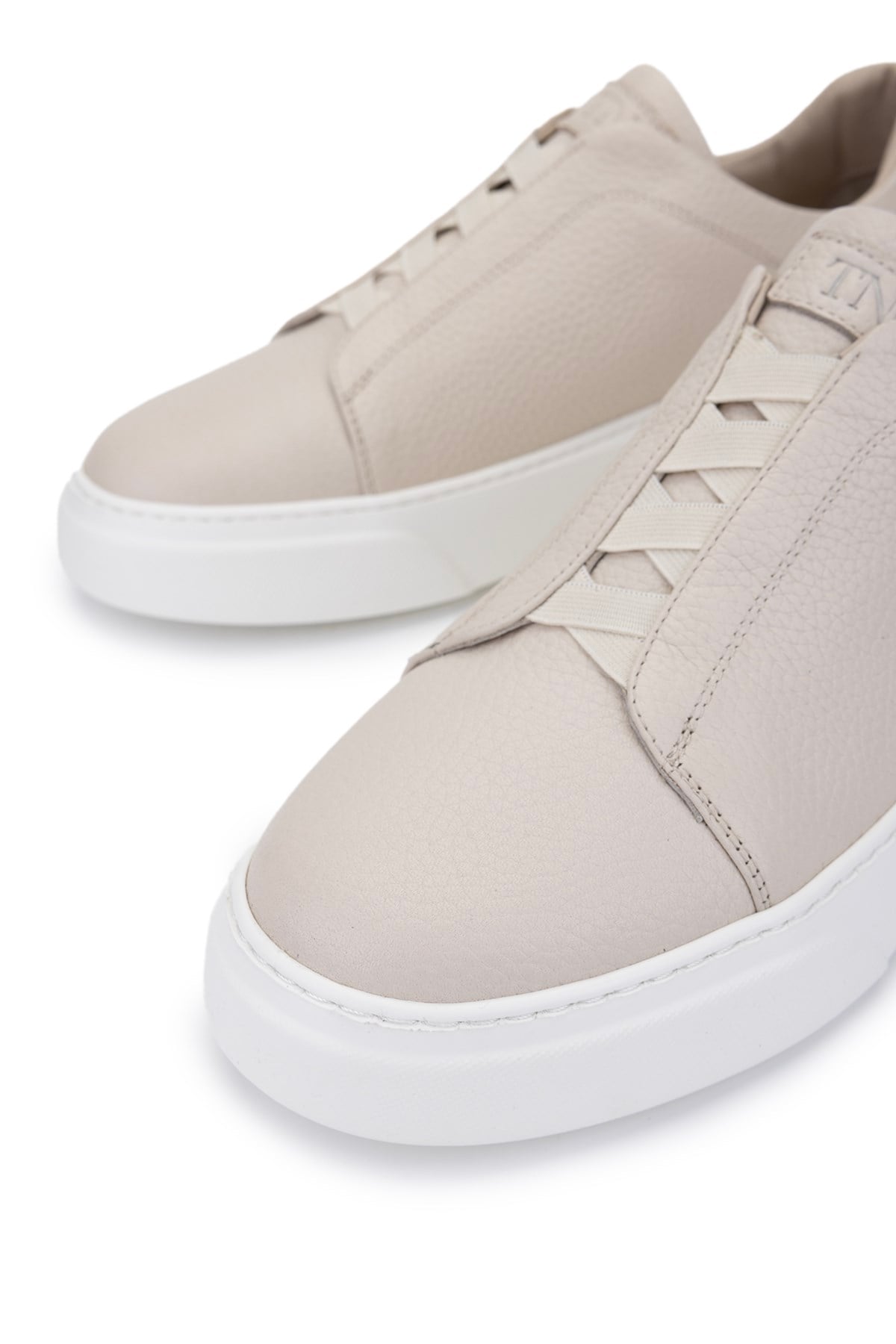 Tamer Tanca Bej Floter Tamer Tanca Hakiki Deri Erkek Sneakers Spor Ayakkabı