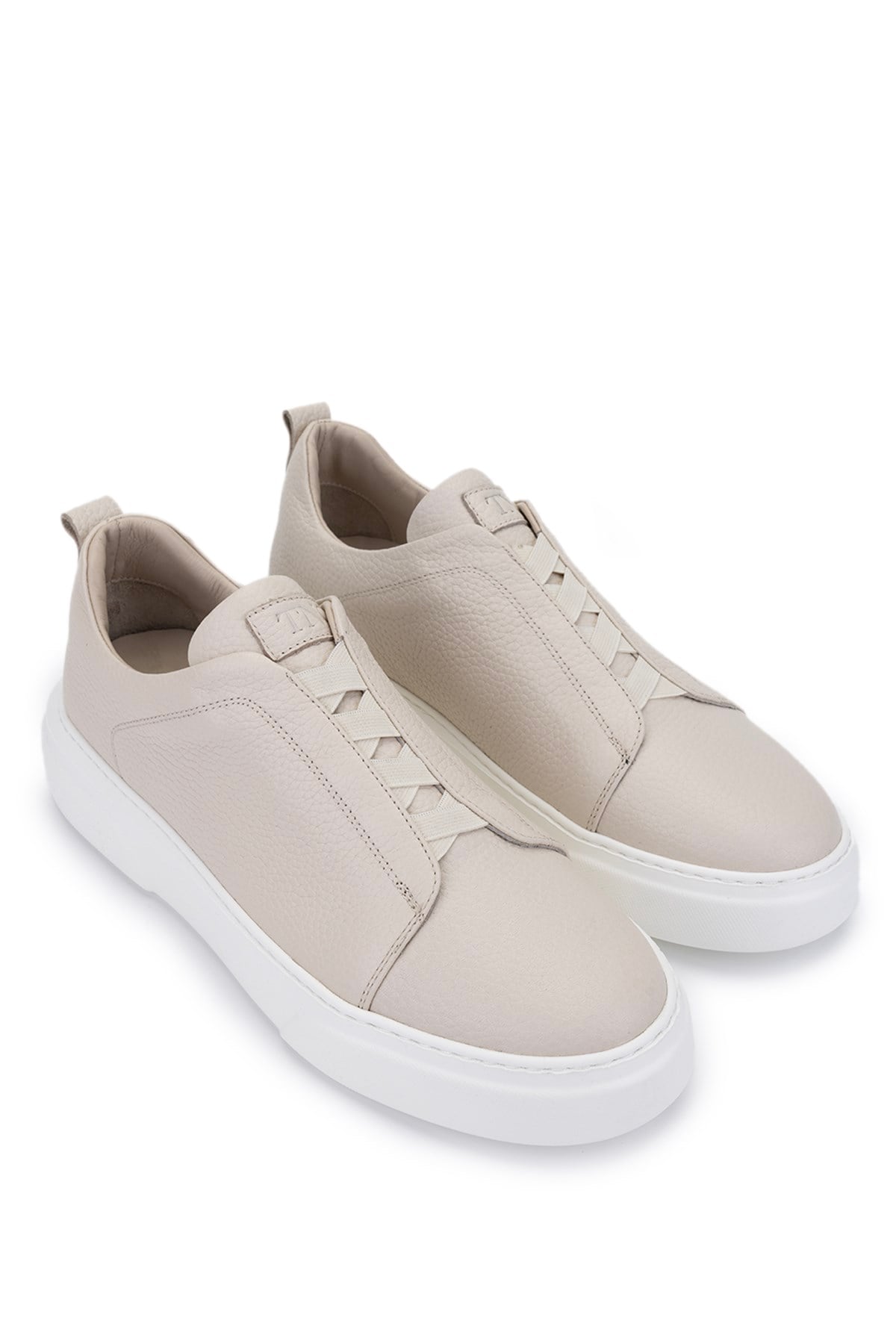 Tamer Tanca Bej Floter Tamer Tanca Hakiki Deri Erkek Sneakers Spor Ayakkabı