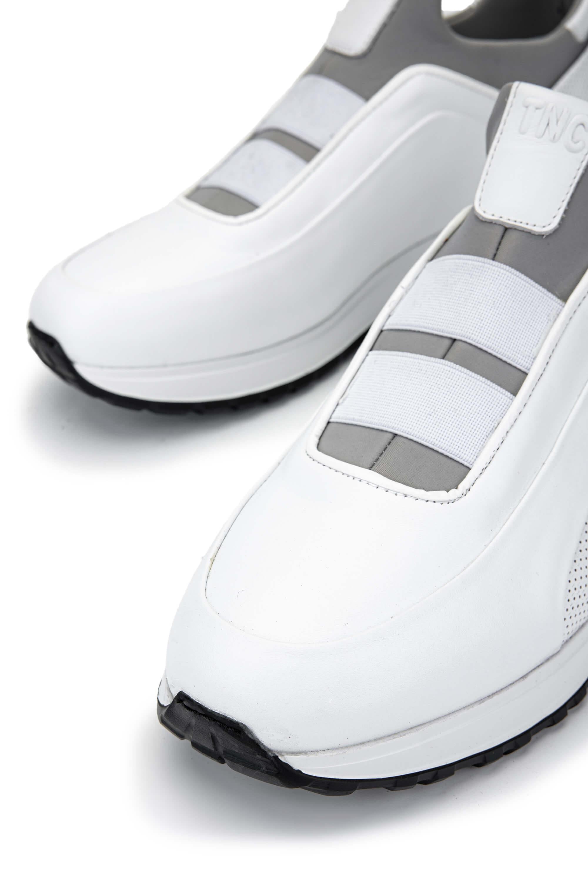 Tamer Tanca Beyaz Tamer Tanca Hakiki Erkek Deri Sneakers Spor Ayakkabı