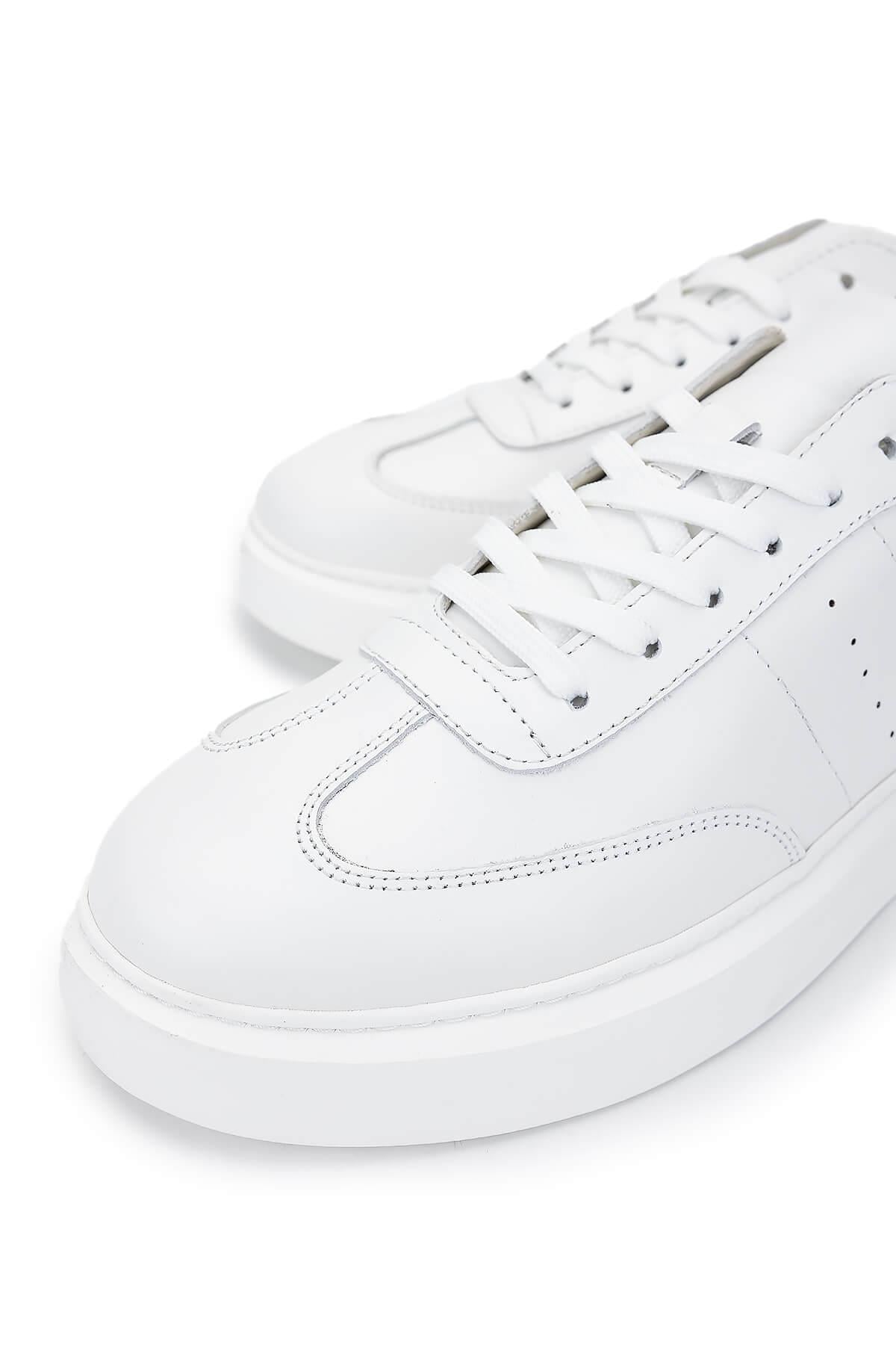 Tamer Tanca Beyaz Tamer Tanca Hakiki Erkek Deri Sneakers Spor Ayakkabı