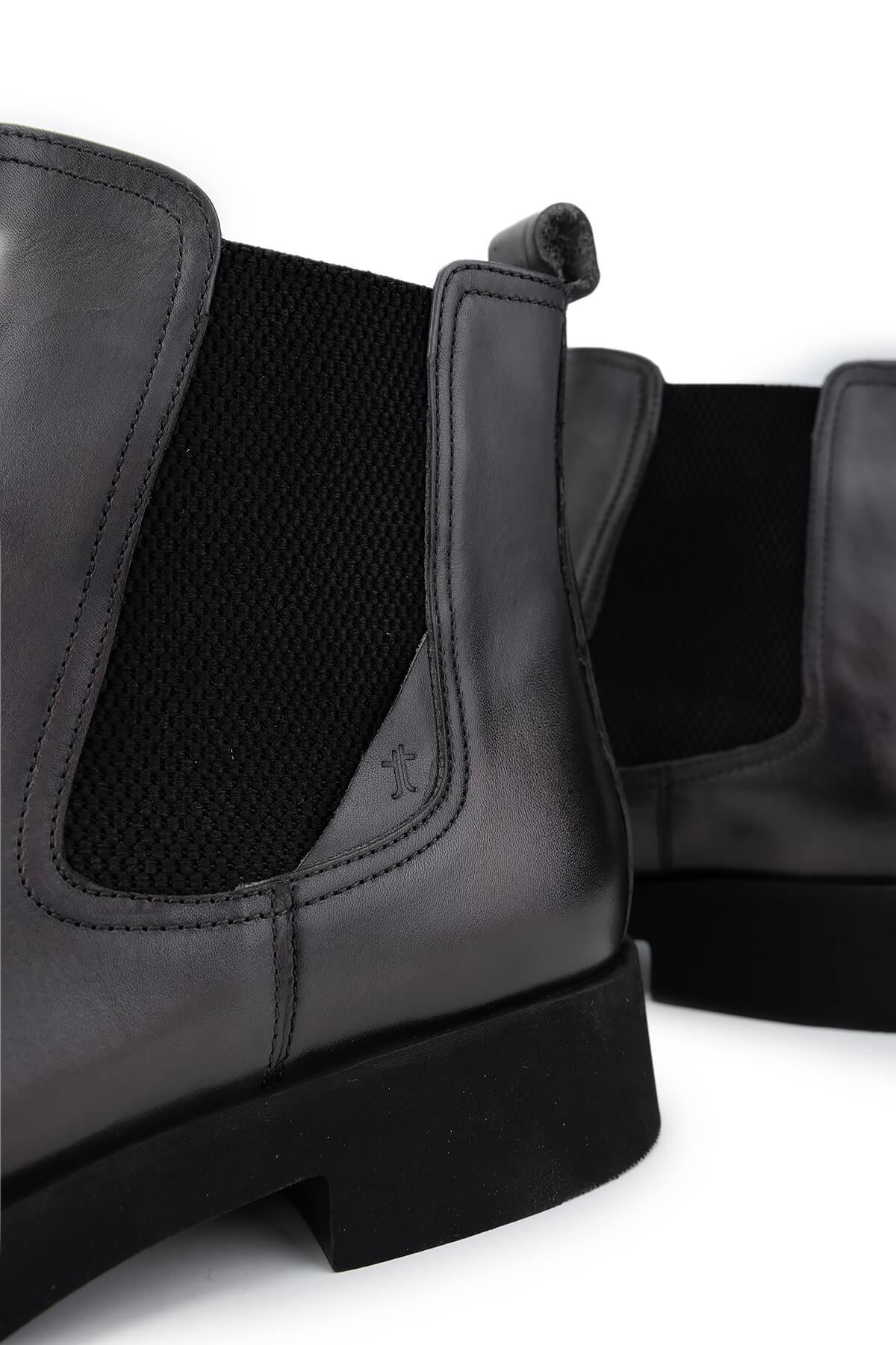 Tamer Tanca Gri Tamer Tanca Hakiki Erkek Deri Casual Bot