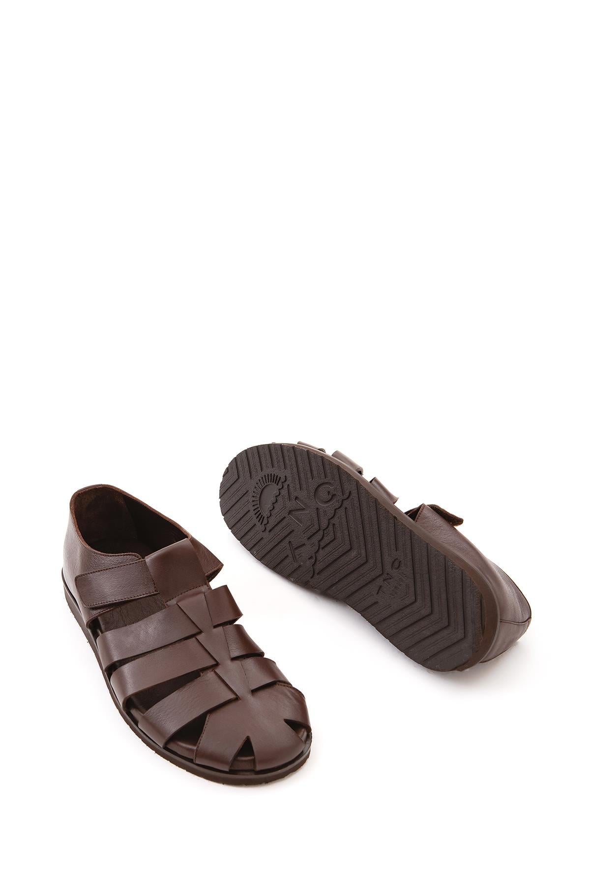 Tamer Tanca Siyah Tamer Tanca Hakiki Erkek Deri Günlük Sandalet