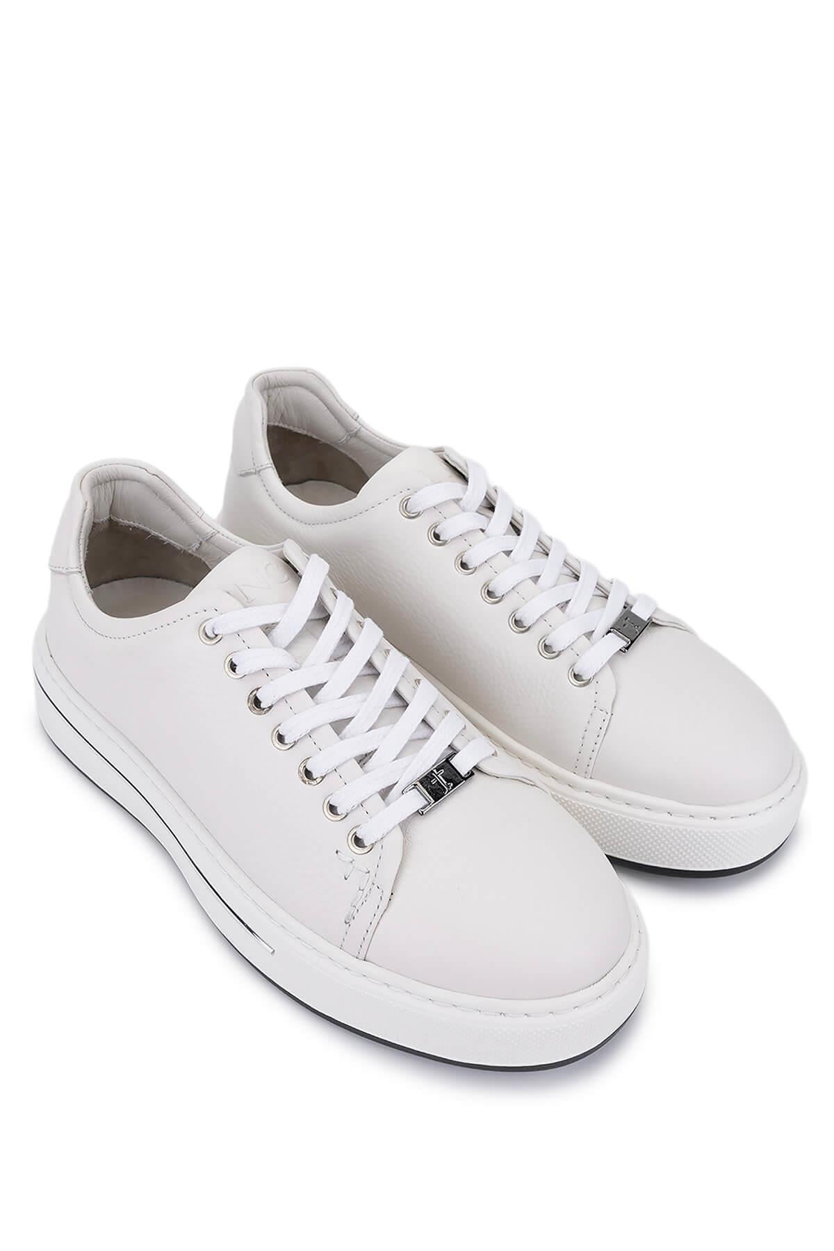 Tamer Tanca Beyaz Tamer Tanca Hakiki Erkek Deri Sneakers Spor Ayakkabı