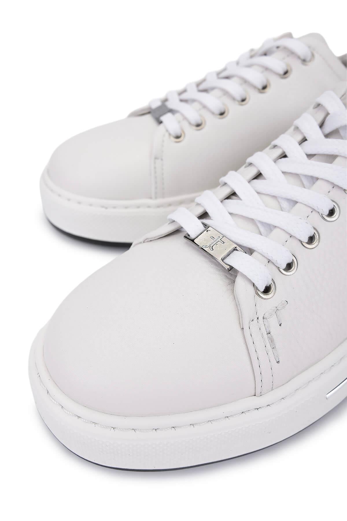 Tamer Tanca Beyaz Tamer Tanca Hakiki Erkek Deri Sneakers Spor Ayakkabı