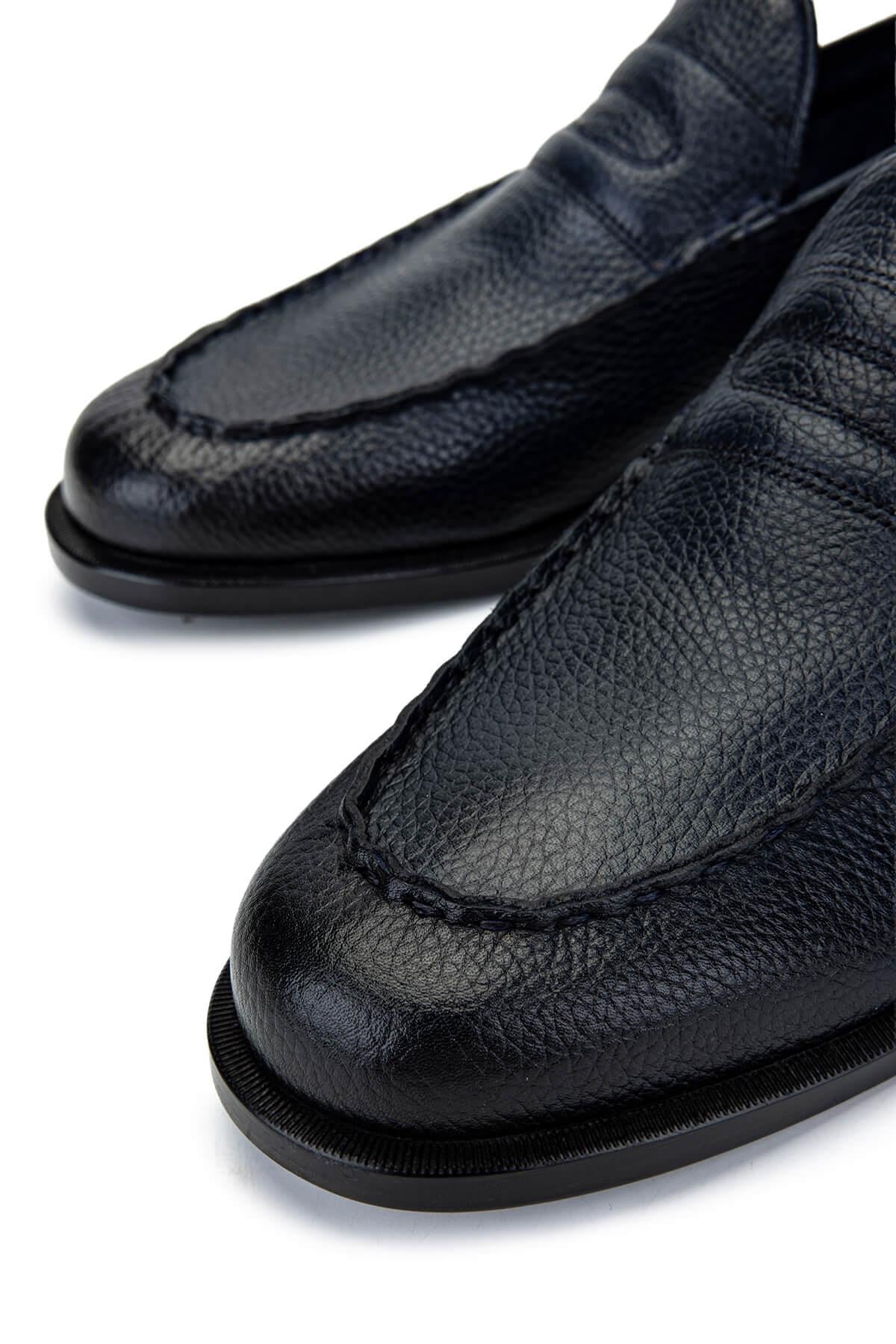 Tamer Tanca Lacivert Tamer Tanca Hakiki Erkek Deri Loafer Ayakkabı