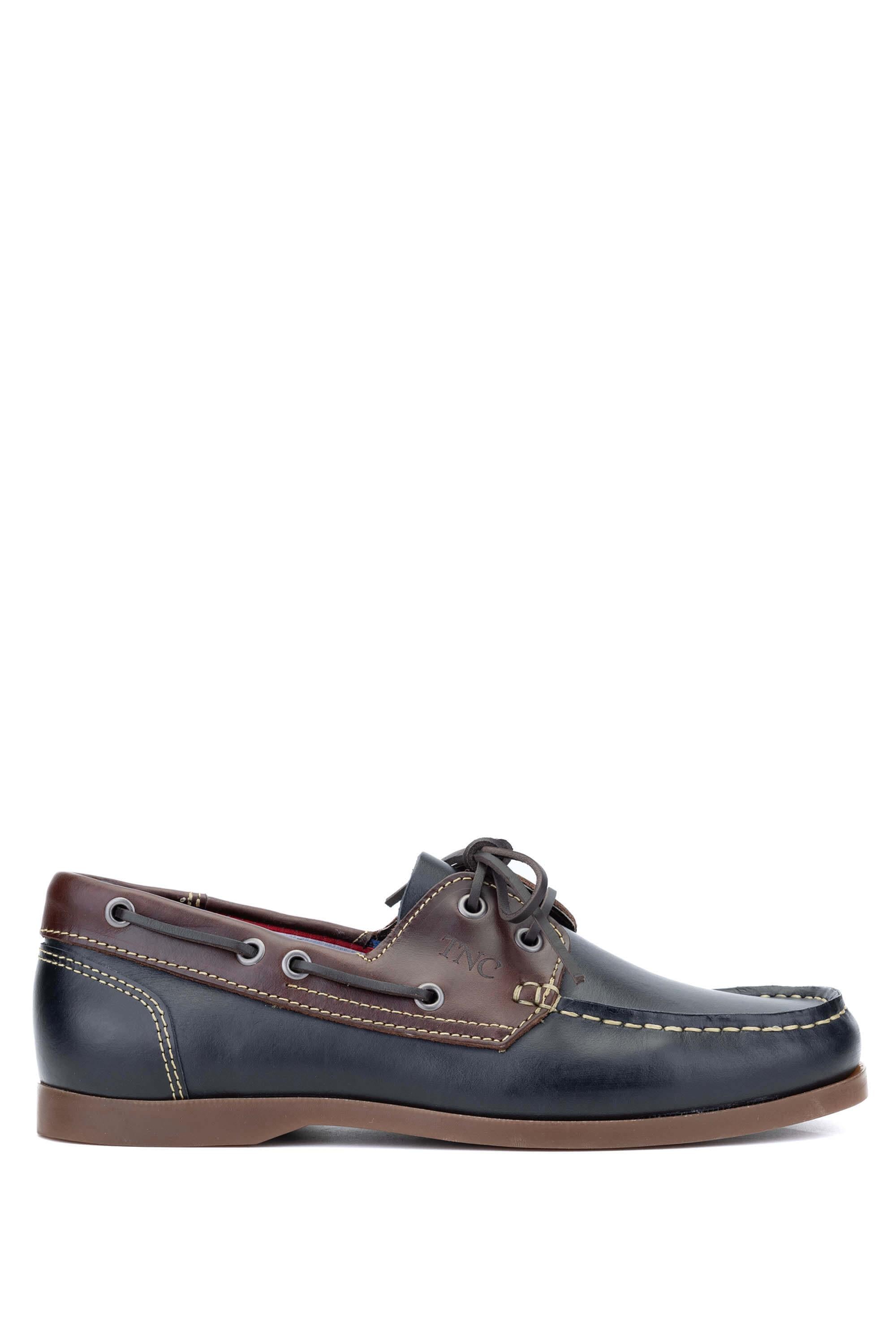 Tamer Tanca Bordo Lacivert Tamer Tanca Hakiki Erkek Deri Casual Ayakkabı