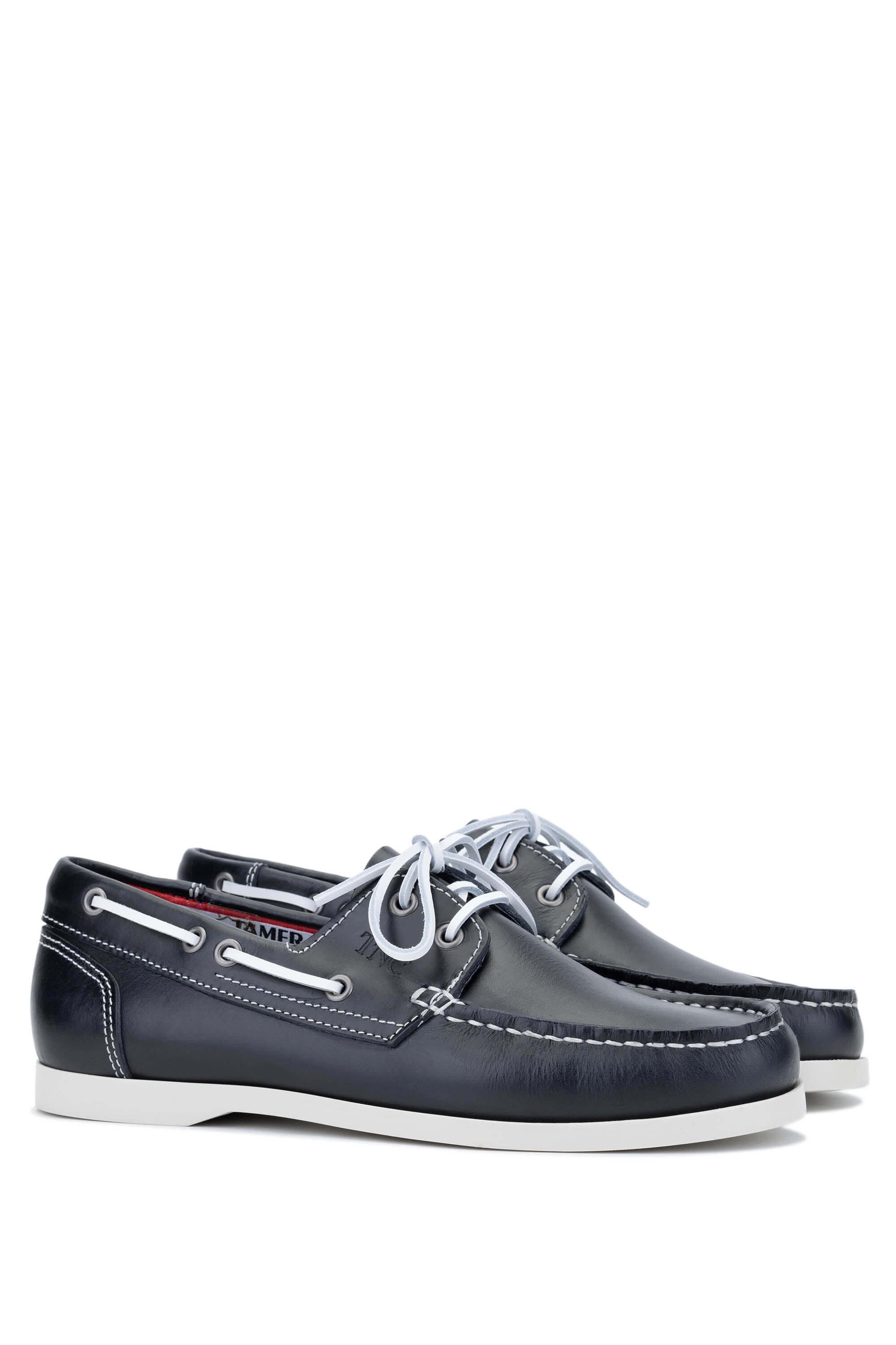 Tamer Tanca Bordo Lacivert Tamer Tanca Hakiki Erkek Deri Casual Ayakkabı