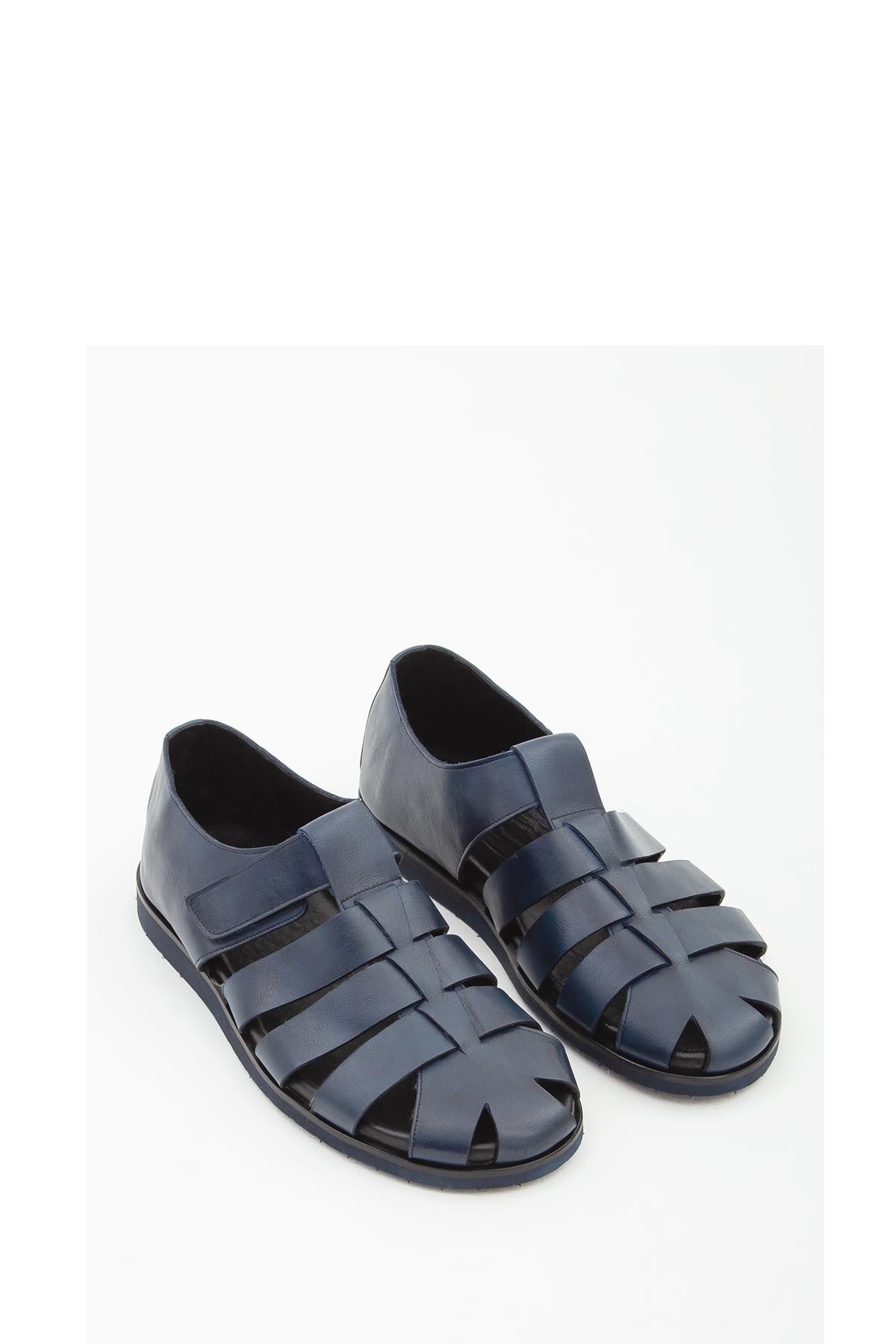 Tamer Tanca Siyah Tamer Tanca Hakiki Erkek Deri Günlük Sandalet