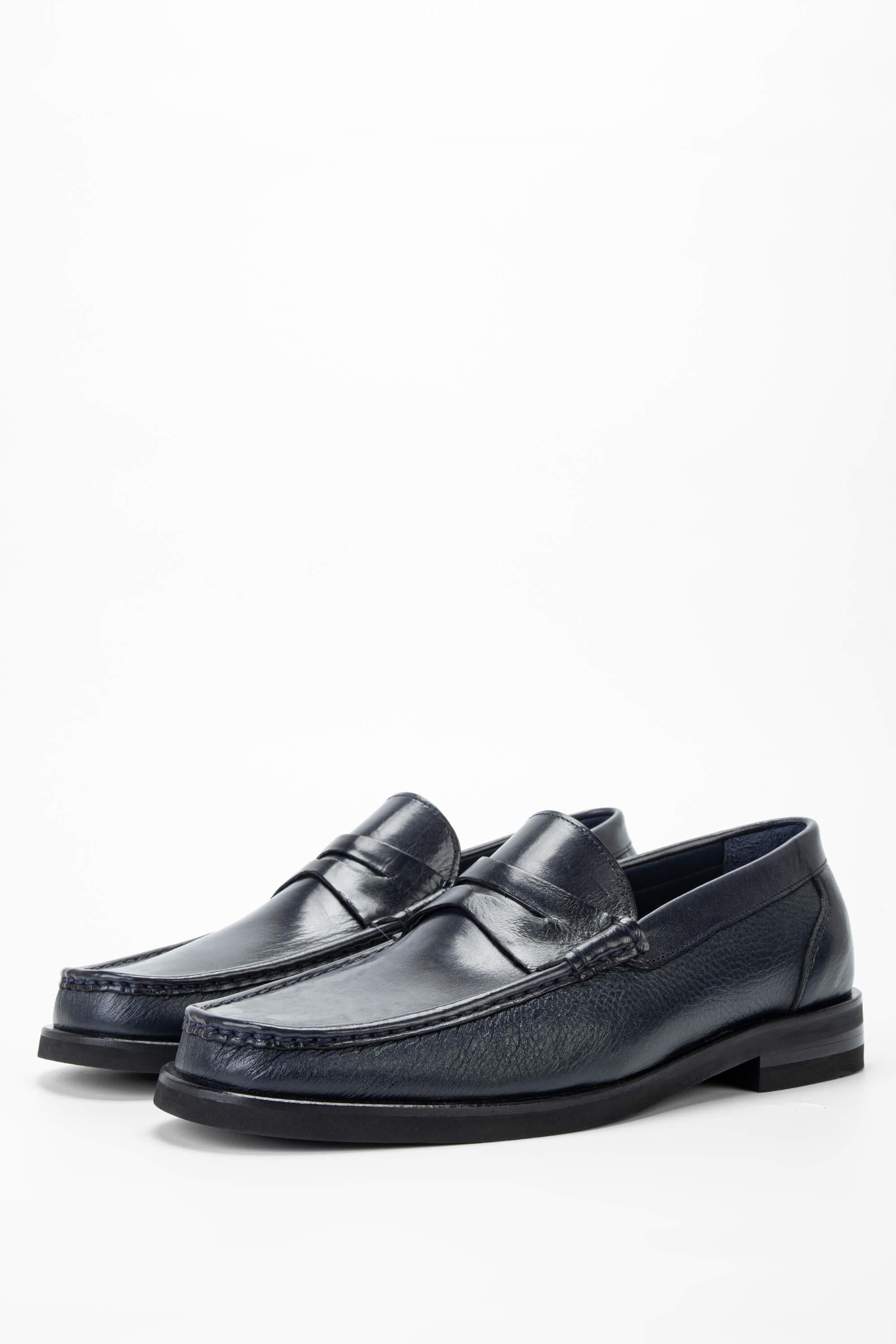 Tamer Tanca Lacivert Tamer Tanca Hakiki Erkek Deri Loafer Ayakkabı