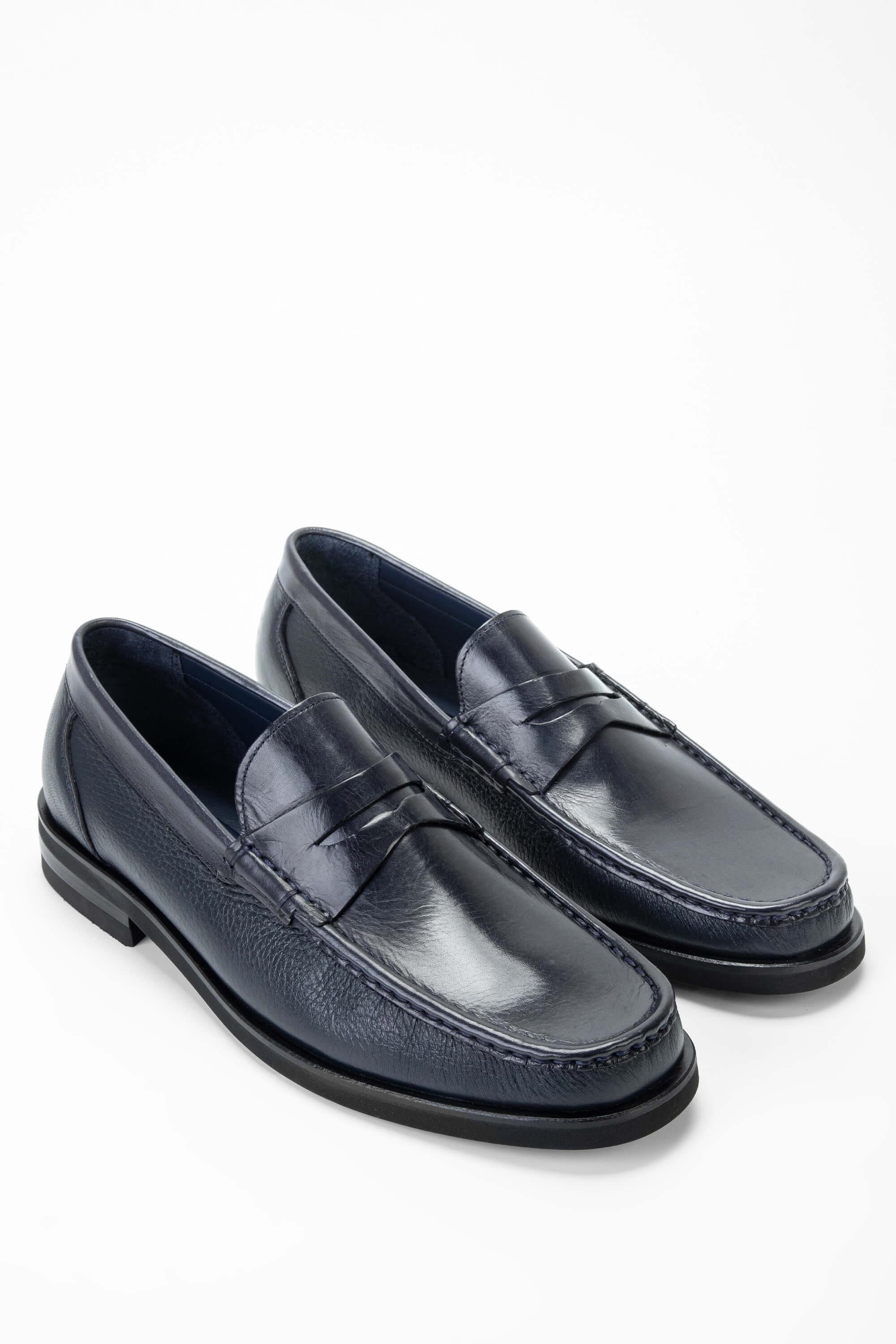 Tamer Tanca Lacivert Tamer Tanca Hakiki Erkek Deri Loafer Ayakkabı