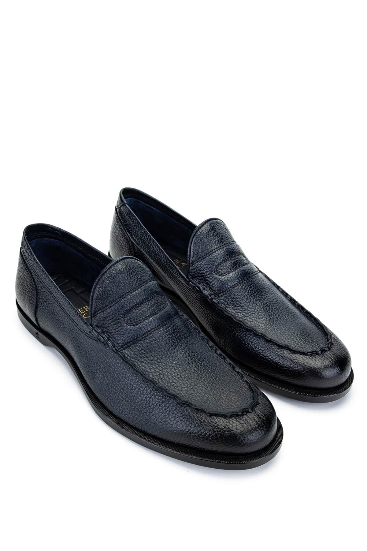 Tamer Tanca Lacivert Tamer Tanca Hakiki Erkek Deri Loafer Ayakkabı