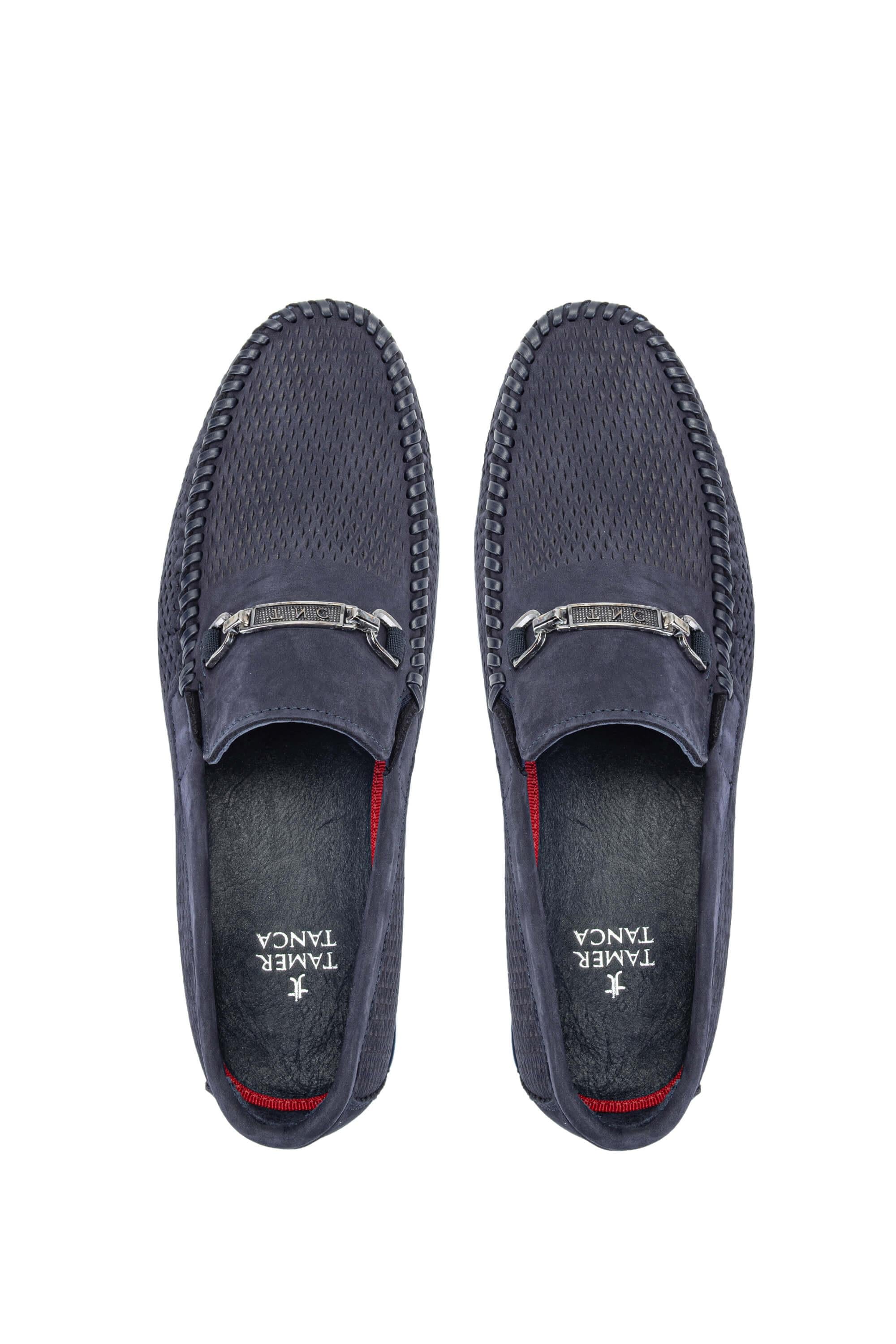 Tamer Tanca Lacivert Nubuk Tamer Tanca Hakiki Deri Erkek Loafer Ayakkabı