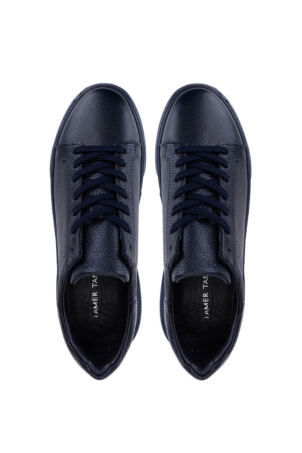 Tamer Tanca Siyah Siyah Tamer Tanca Hakiki Erkek Deri Sneakers Spor Ayakkabı