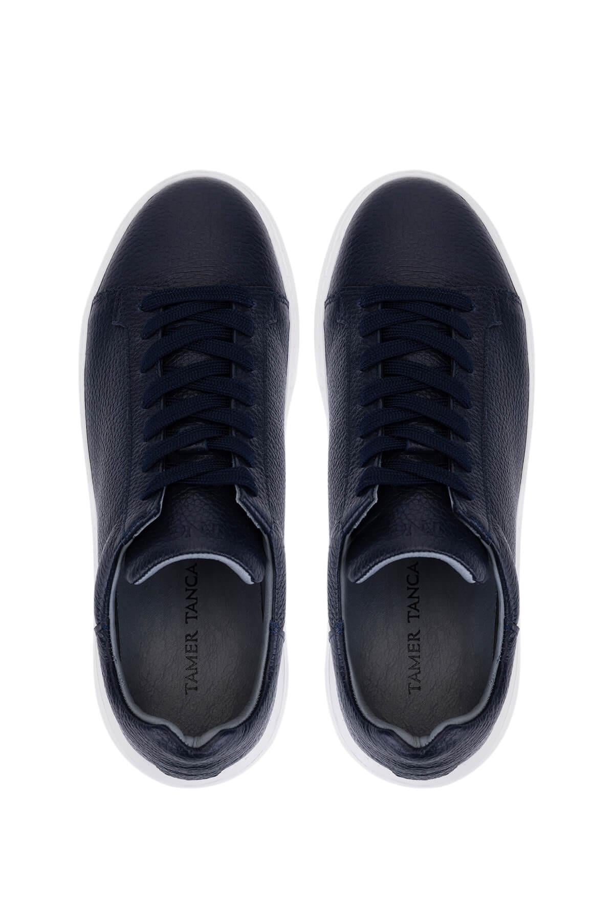 Tamer Tanca Siyah Siyah Tamer Tanca Hakiki Erkek Deri Sneakers Spor Ayakkabı