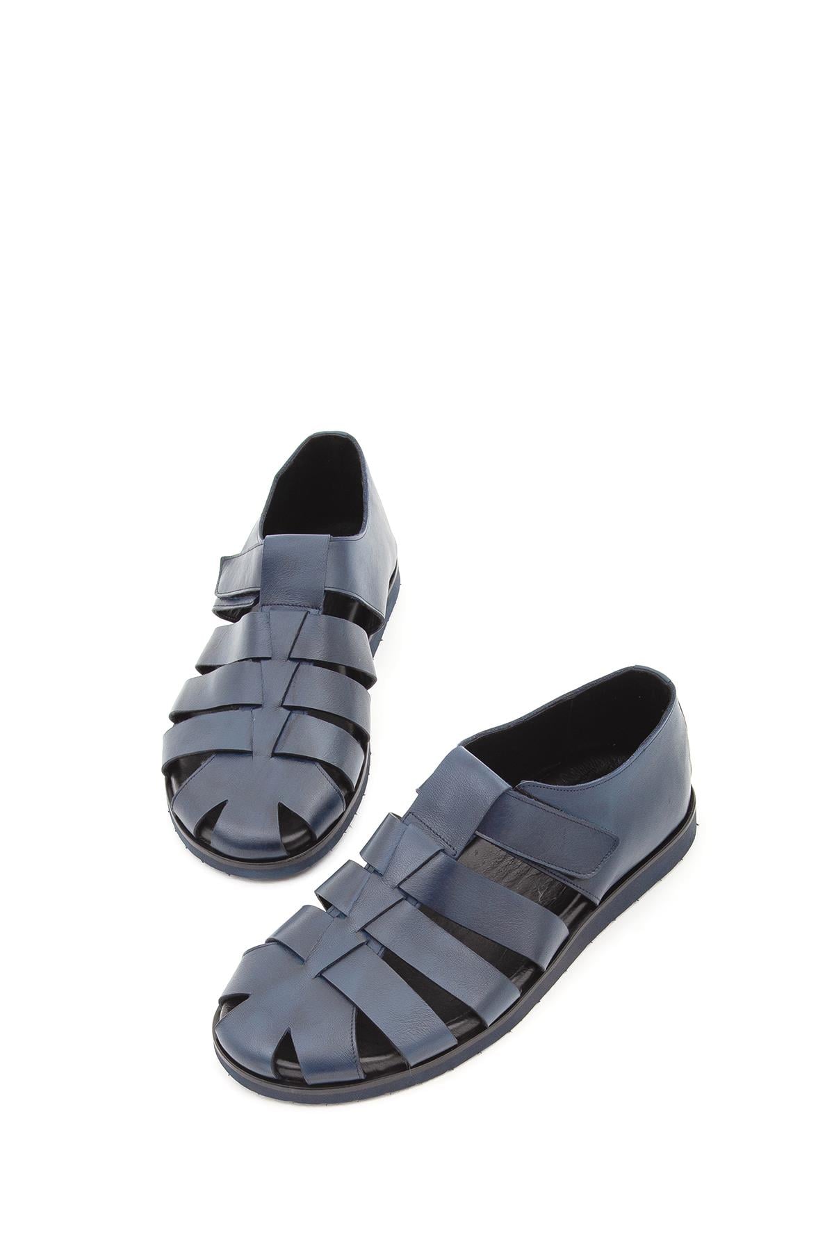 Tamer Tanca Siyah Tamer Tanca Hakiki Erkek Deri Günlük Sandalet