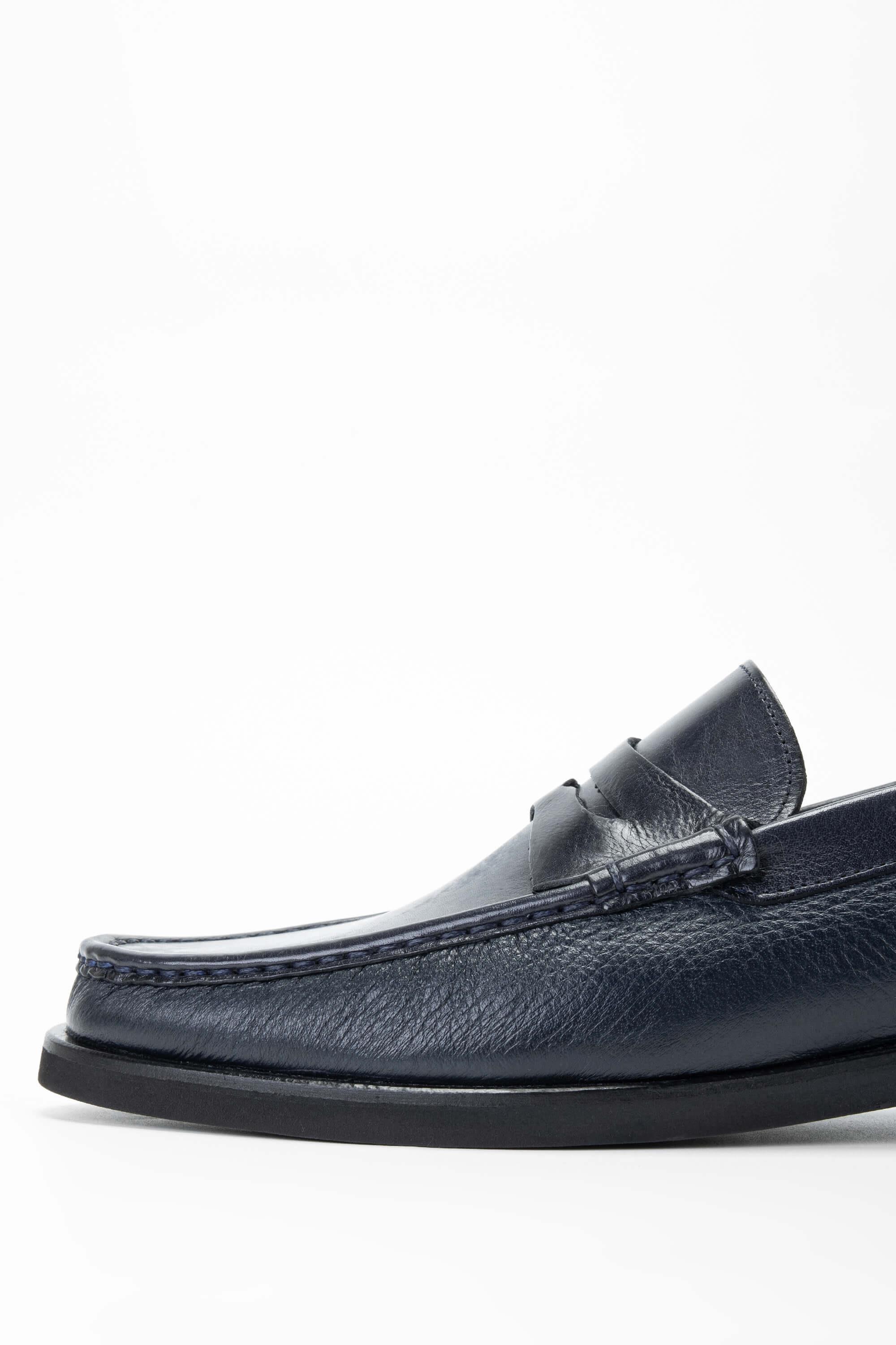 Tamer Tanca Lacivert Tamer Tanca Hakiki Erkek Deri Loafer Ayakkabı