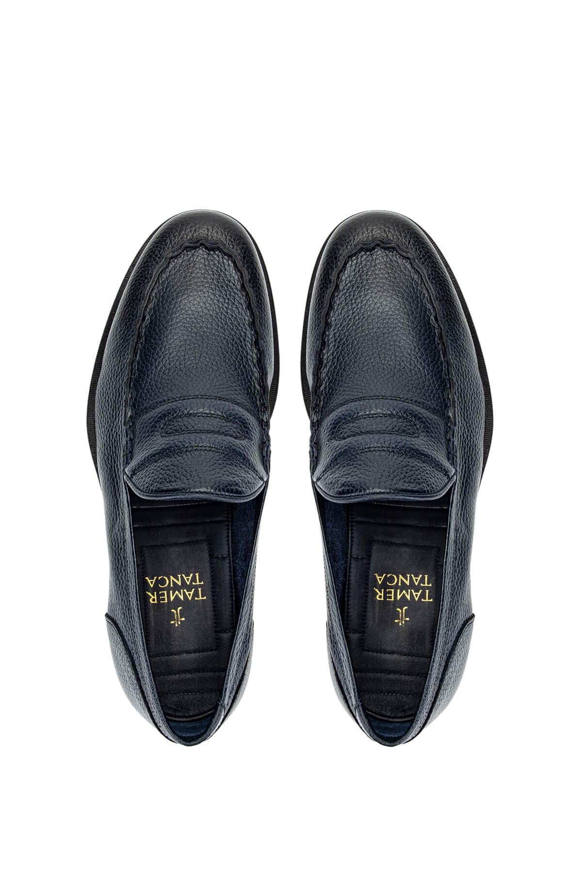 Tamer Tanca Lacivert Tamer Tanca Hakiki Erkek Deri Loafer Ayakkabı