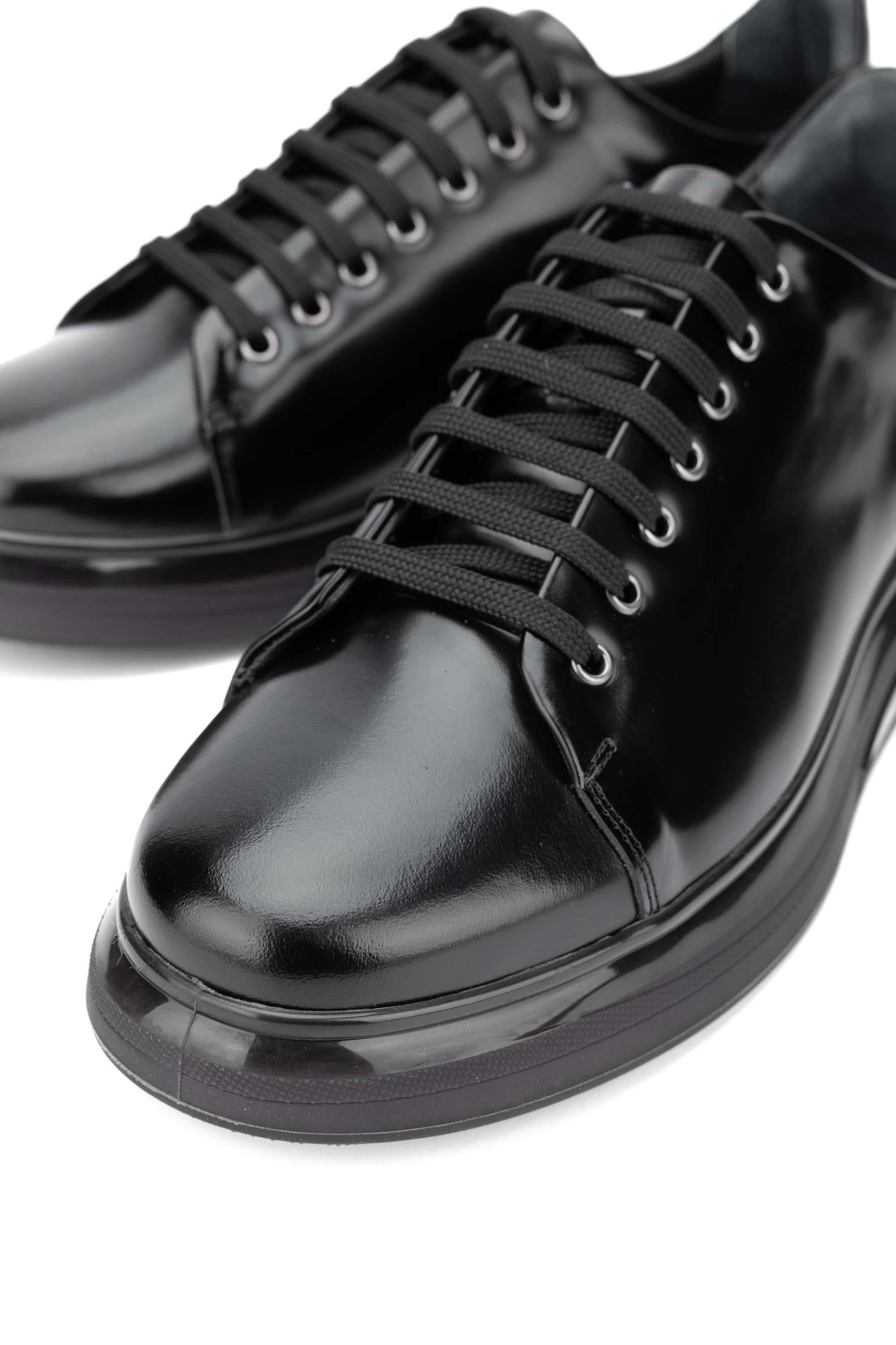 Tamer Tanca Siyah Açma Tamer Tanca Hakiki Erkek Deri Sneakers Spor Ayakkabı