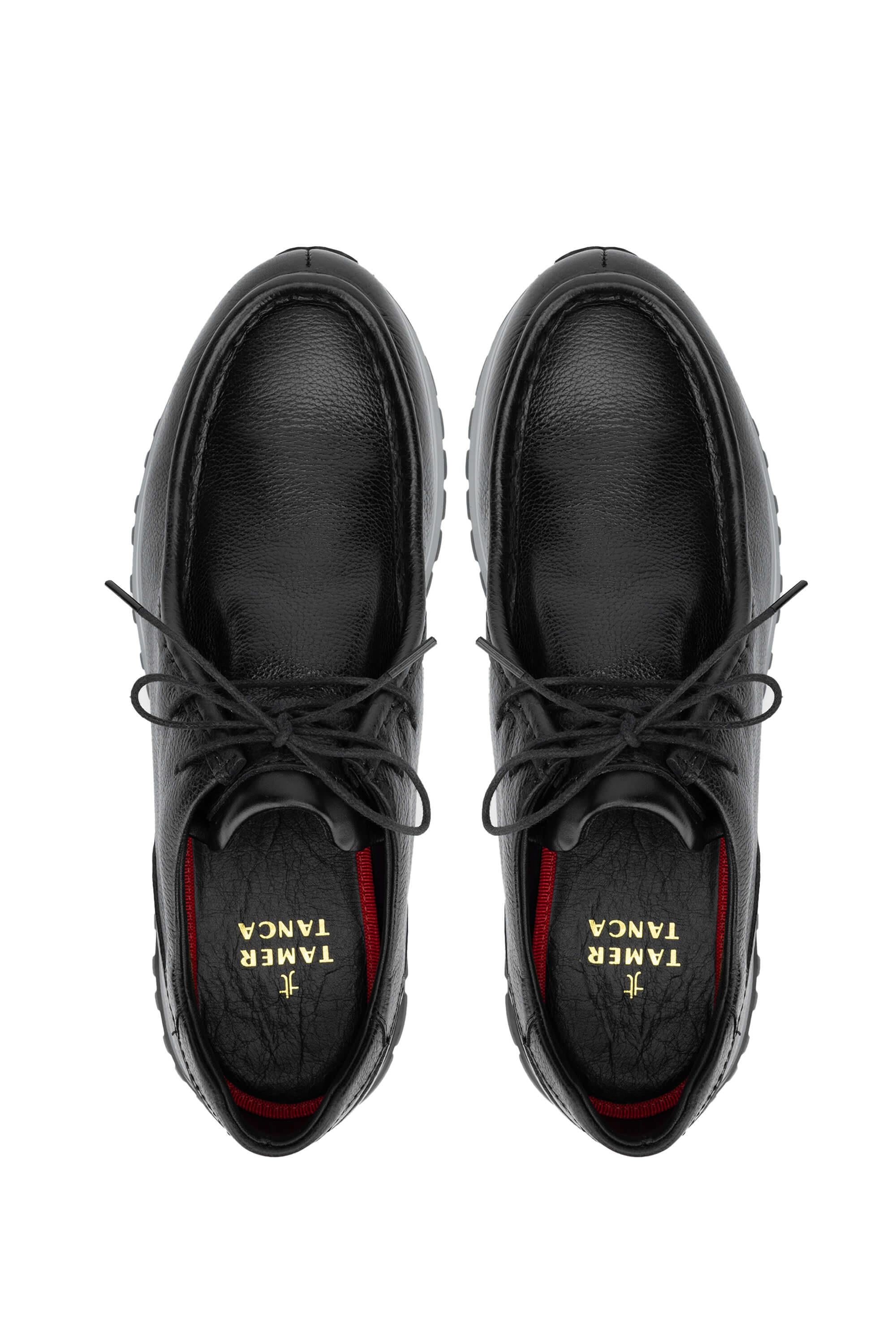 Tamer Tanca Siyah Tamer Tanca Hakiki Erkek Deri Deri Casual Ayakkabı