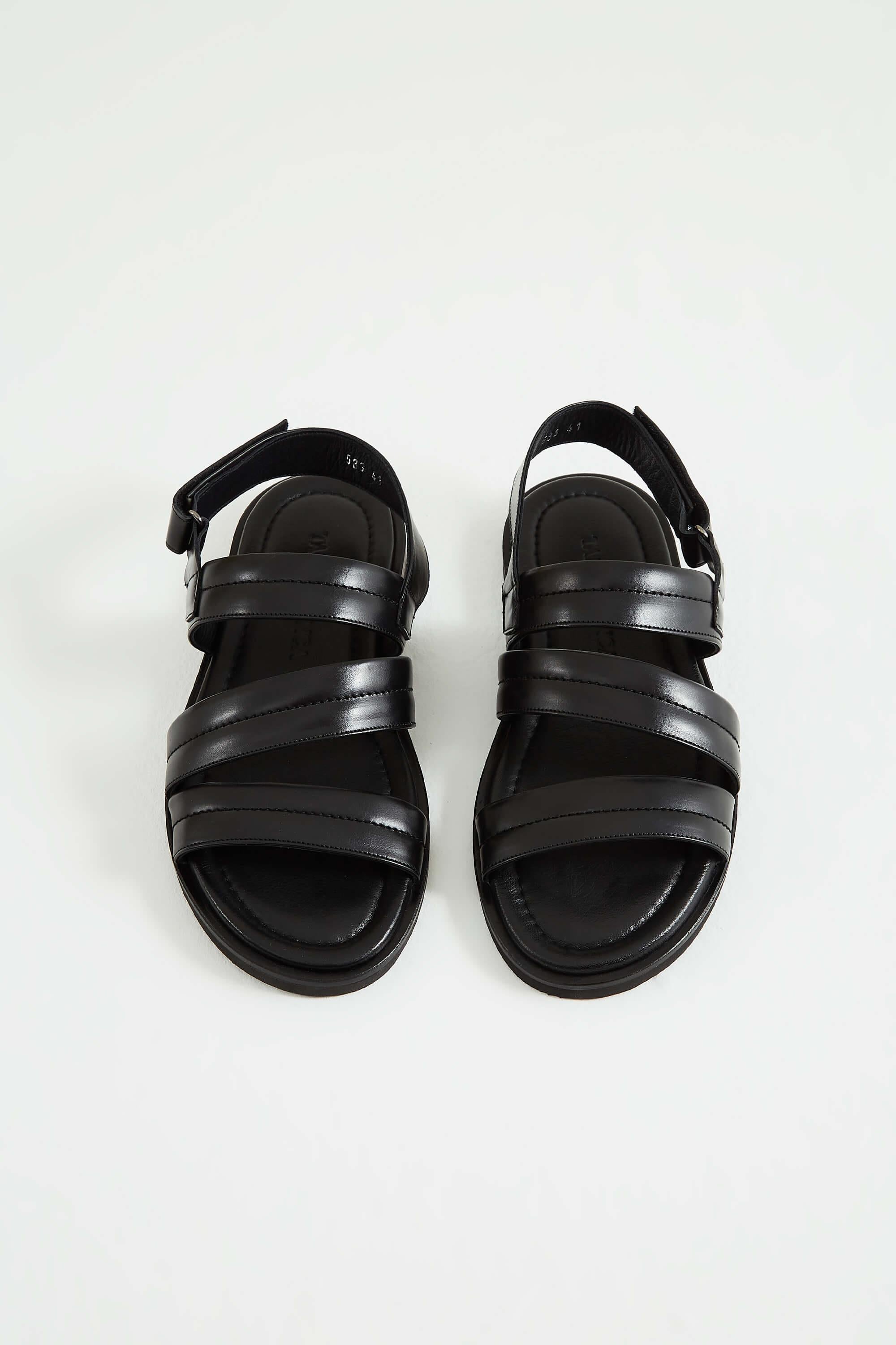 Tamer Tanca Lacivert Tamer Tanca Hakiki Erkek Deri Düz Sandalet