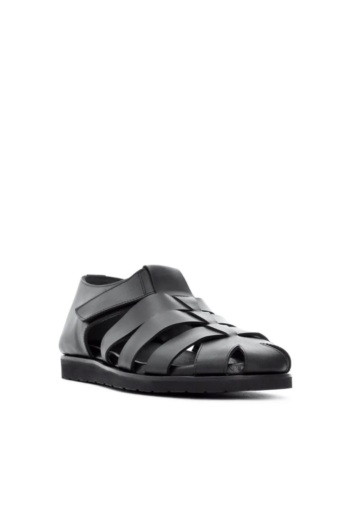 Tamer Tanca Siyah Tamer Tanca Hakiki Erkek Deri Günlük Sandalet