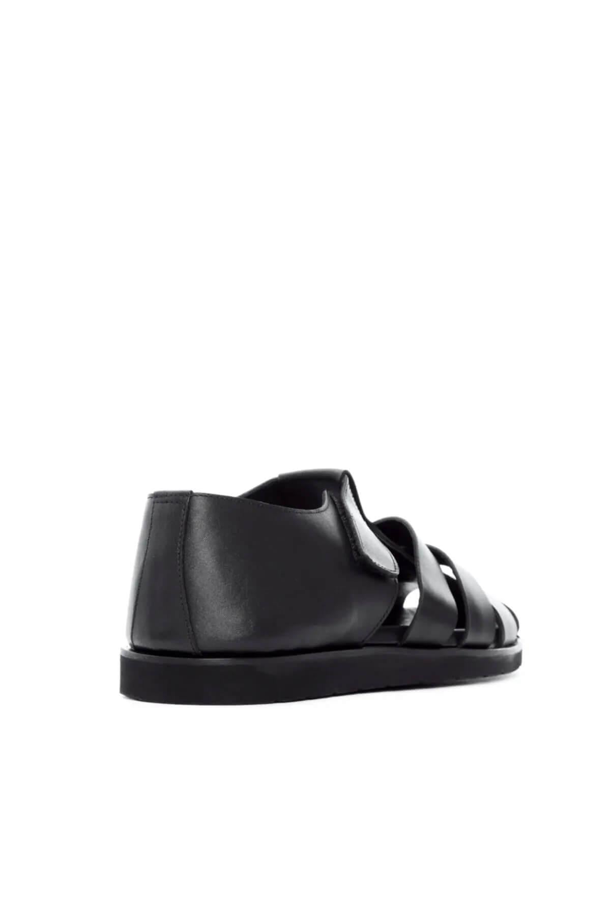 Tamer Tanca Siyah Tamer Tanca Hakiki Erkek Deri Günlük Sandalet