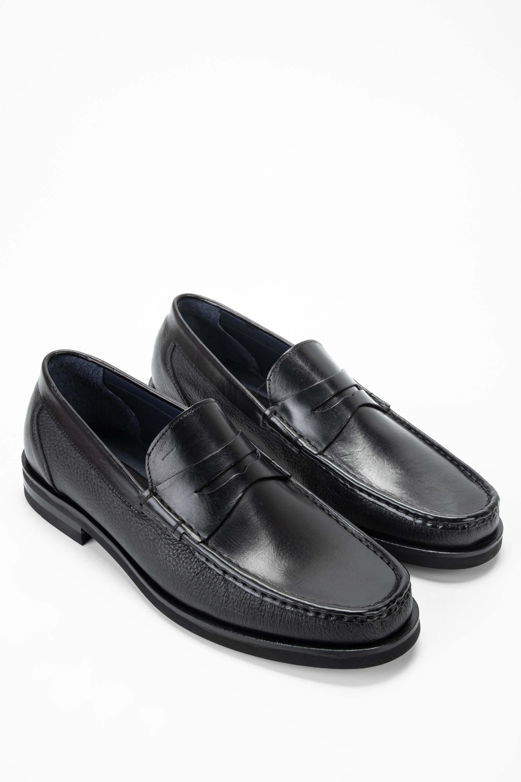 Tamer Tanca Lacivert Tamer Tanca Hakiki Erkek Deri Loafer Ayakkabı