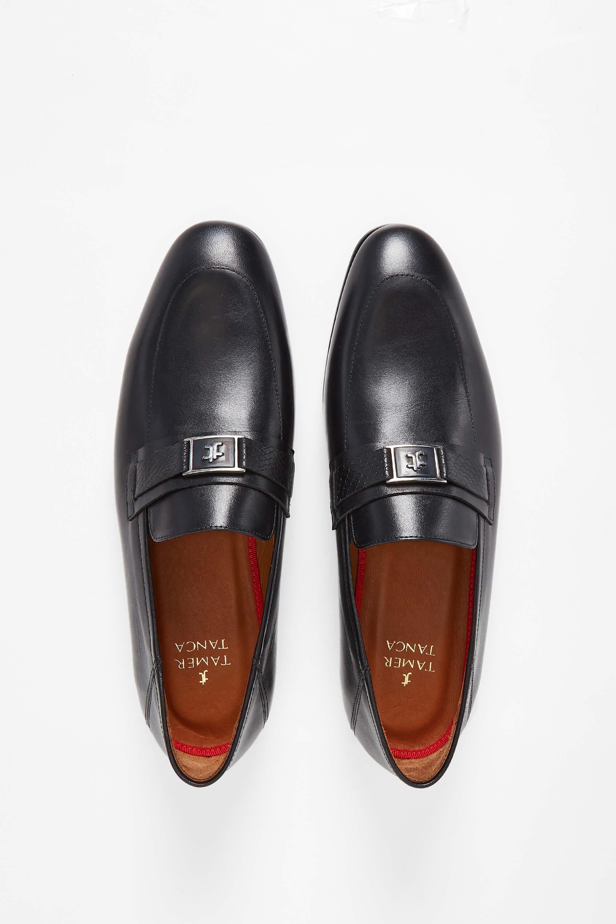 Tamer Tanca Siyah Tamer Tanca Hakiki Erkek Deri Loafer Ayakkabı