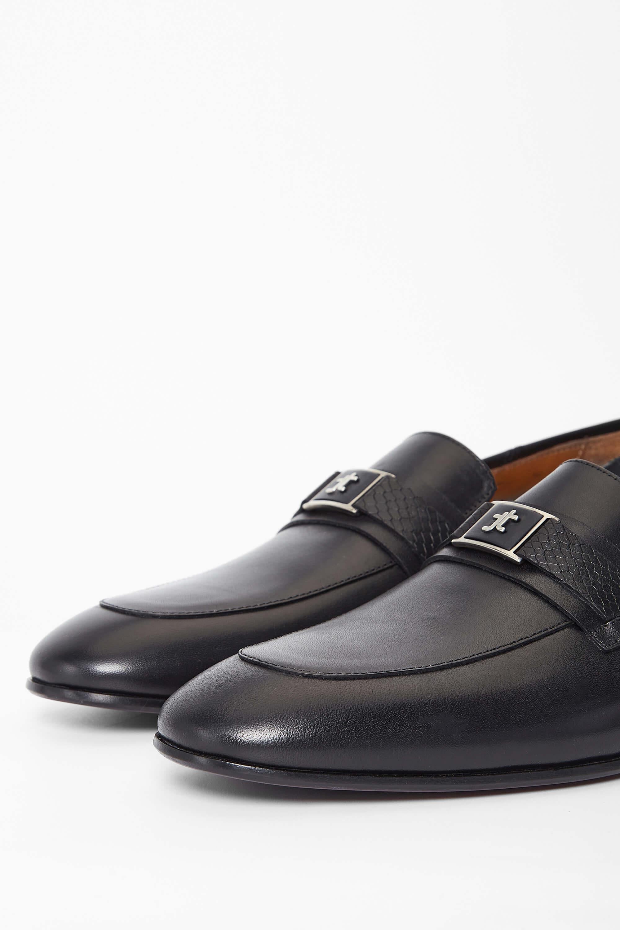 Tamer Tanca Siyah Tamer Tanca Hakiki Erkek Deri Loafer Ayakkabı