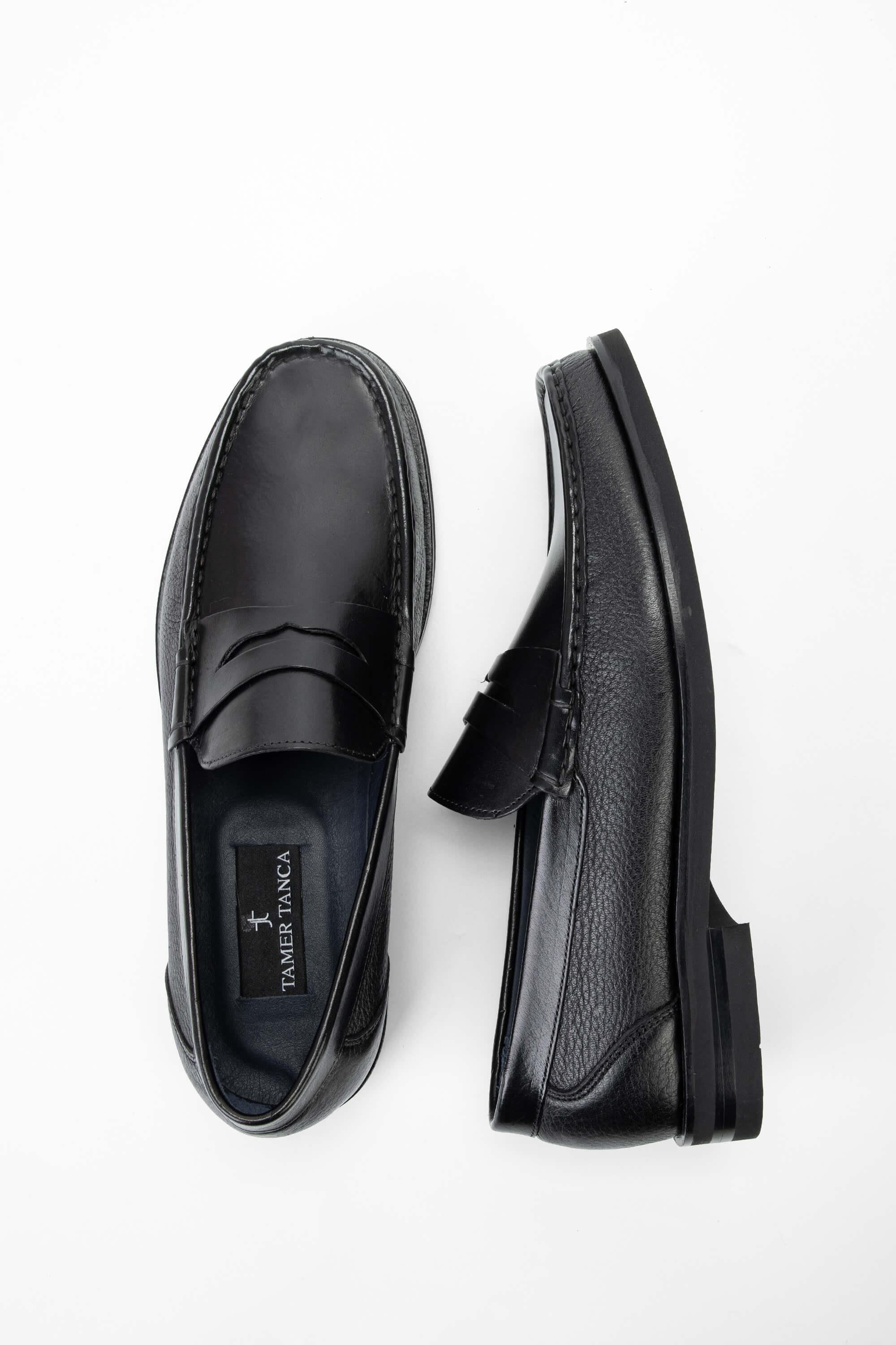 Tamer Tanca Lacivert Tamer Tanca Hakiki Erkek Deri Loafer Ayakkabı