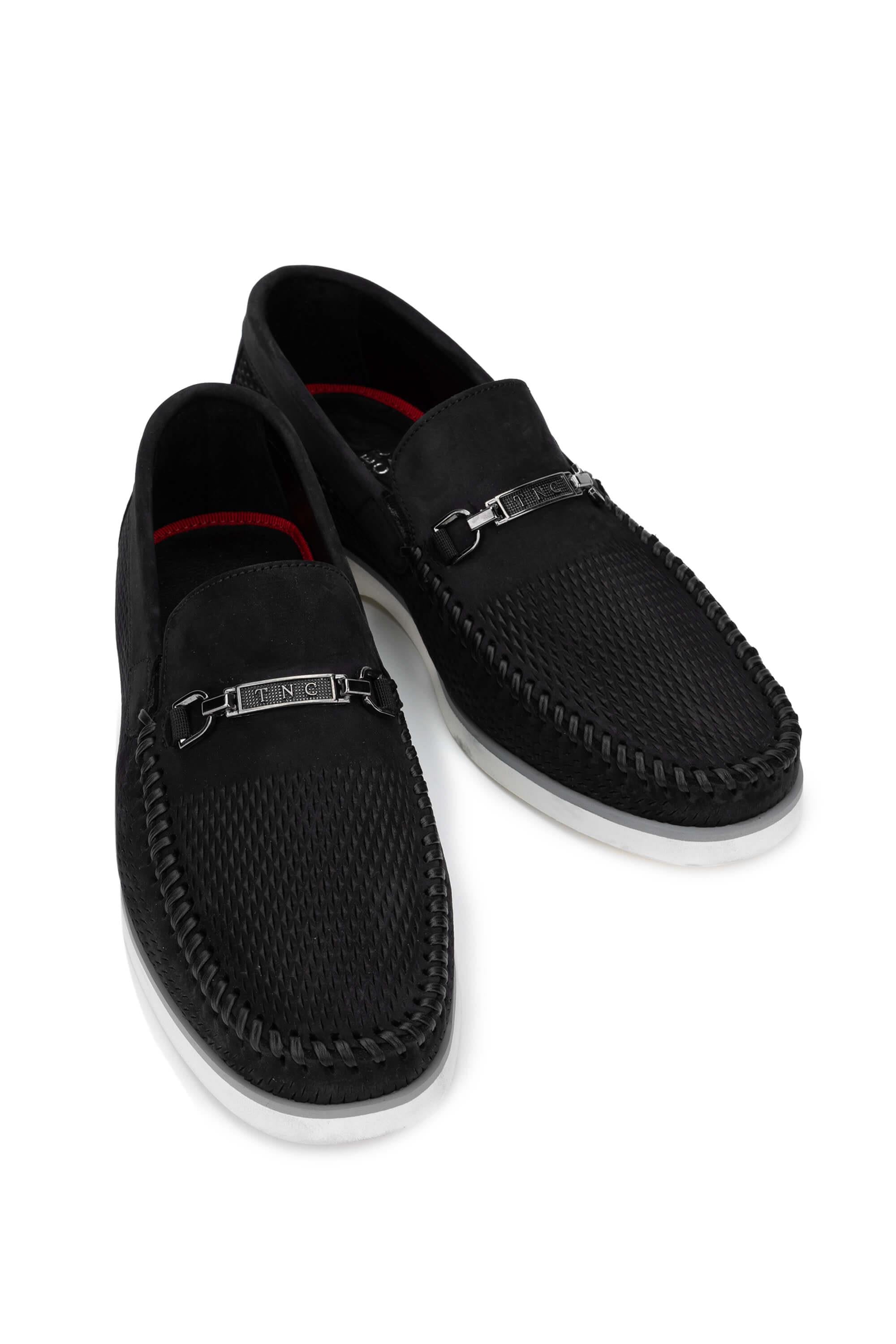 Tamer Tanca Lacivert Nubuk Tamer Tanca Hakiki Deri Erkek Loafer Ayakkabı