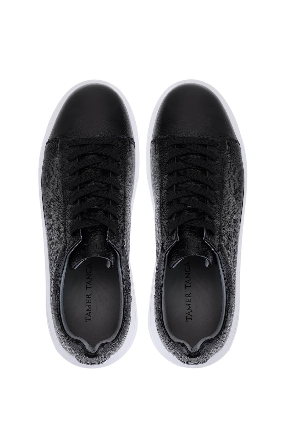 Tamer Tanca Siyah Siyah Tamer Tanca Hakiki Erkek Deri Sneakers Spor Ayakkabı