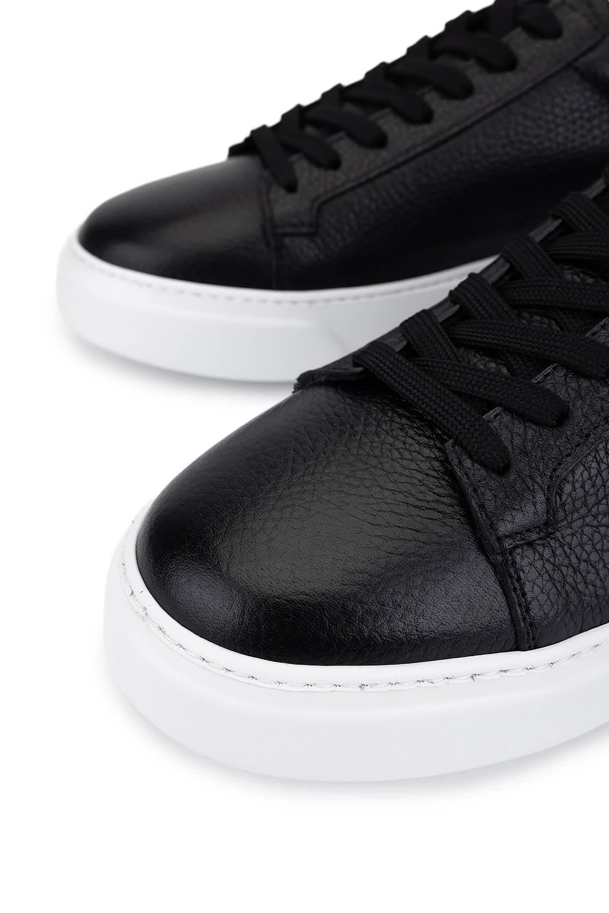 Tamer Tanca Siyah Siyah Tamer Tanca Hakiki Erkek Deri Sneakers Spor Ayakkabı