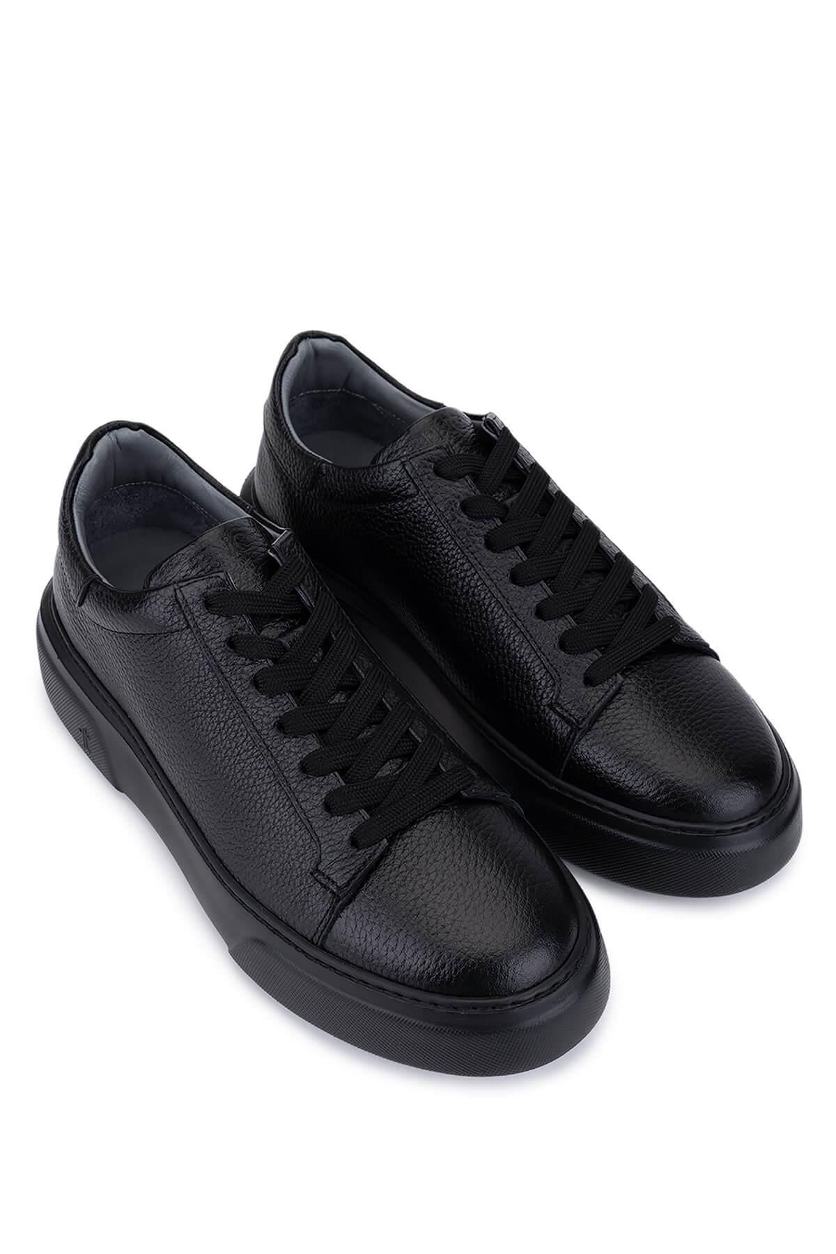 Tamer Tanca Siyah Siyah Tamer Tanca Hakiki Erkek Deri Sneakers Spor Ayakkabı