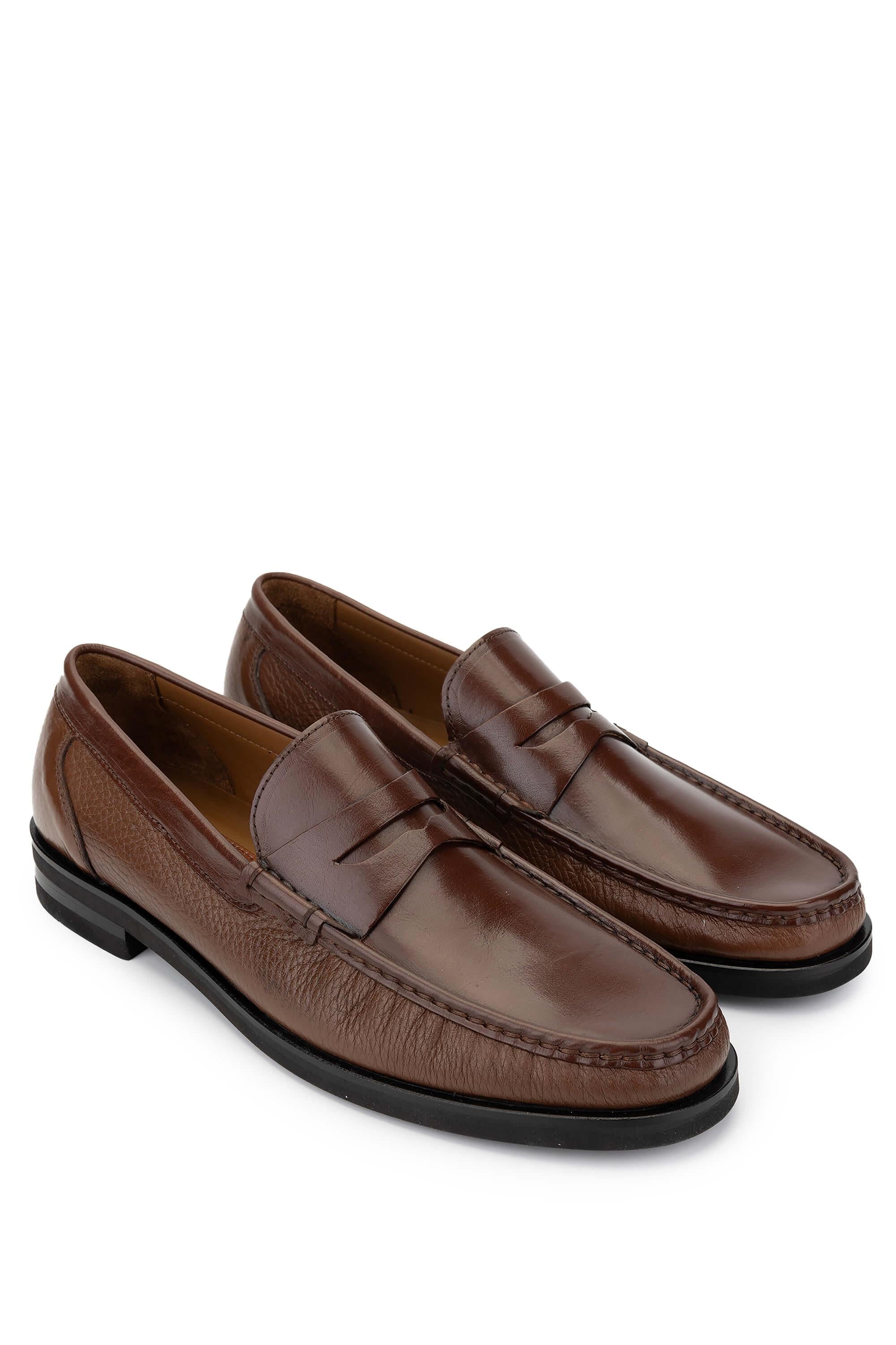 Tamer Tanca Lacivert Tamer Tanca Hakiki Erkek Deri Loafer Ayakkabı