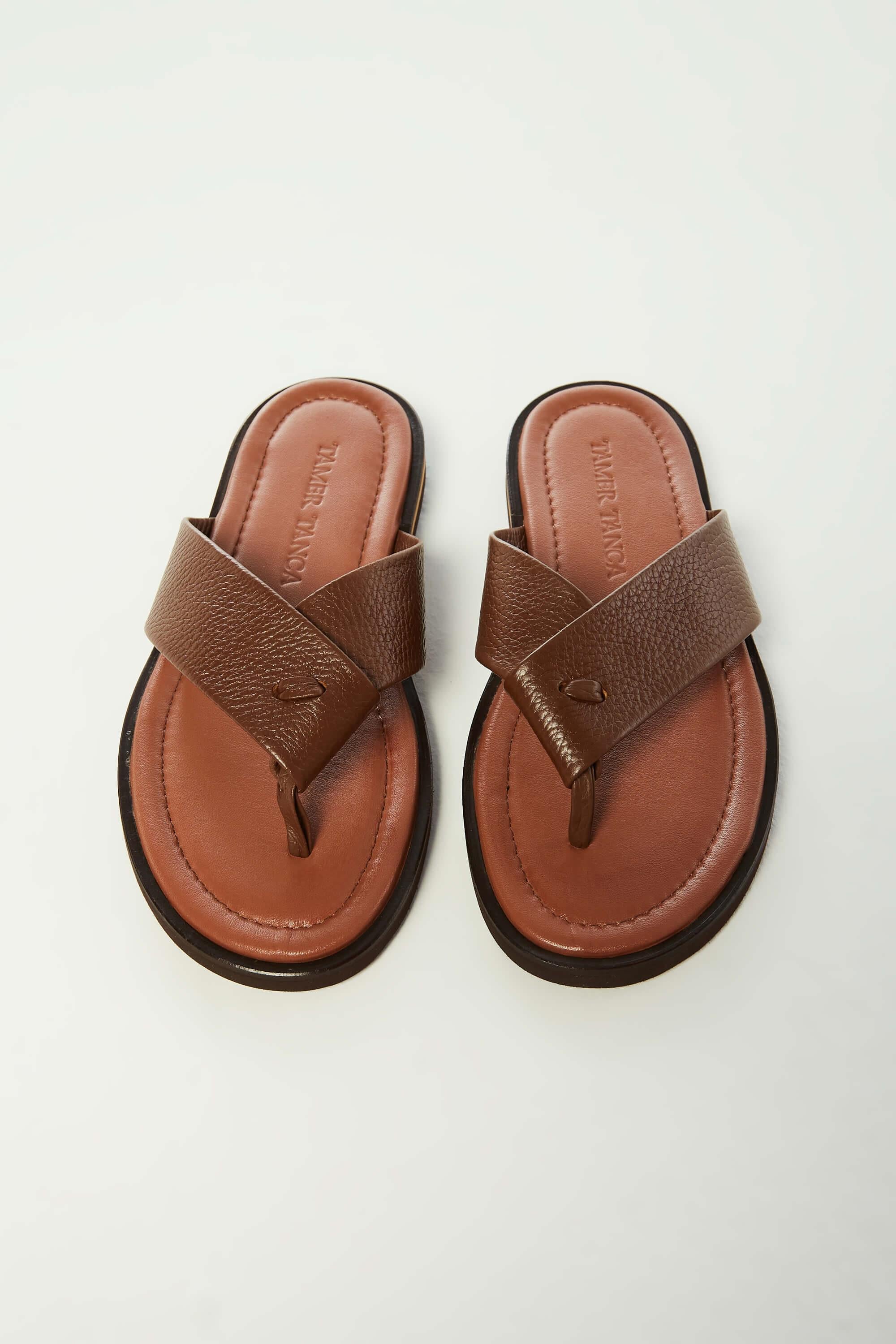 Tamer Tanca Taba Floter Tamer Tanca Hakiki Deri Erkek Parmak Arası Terlik