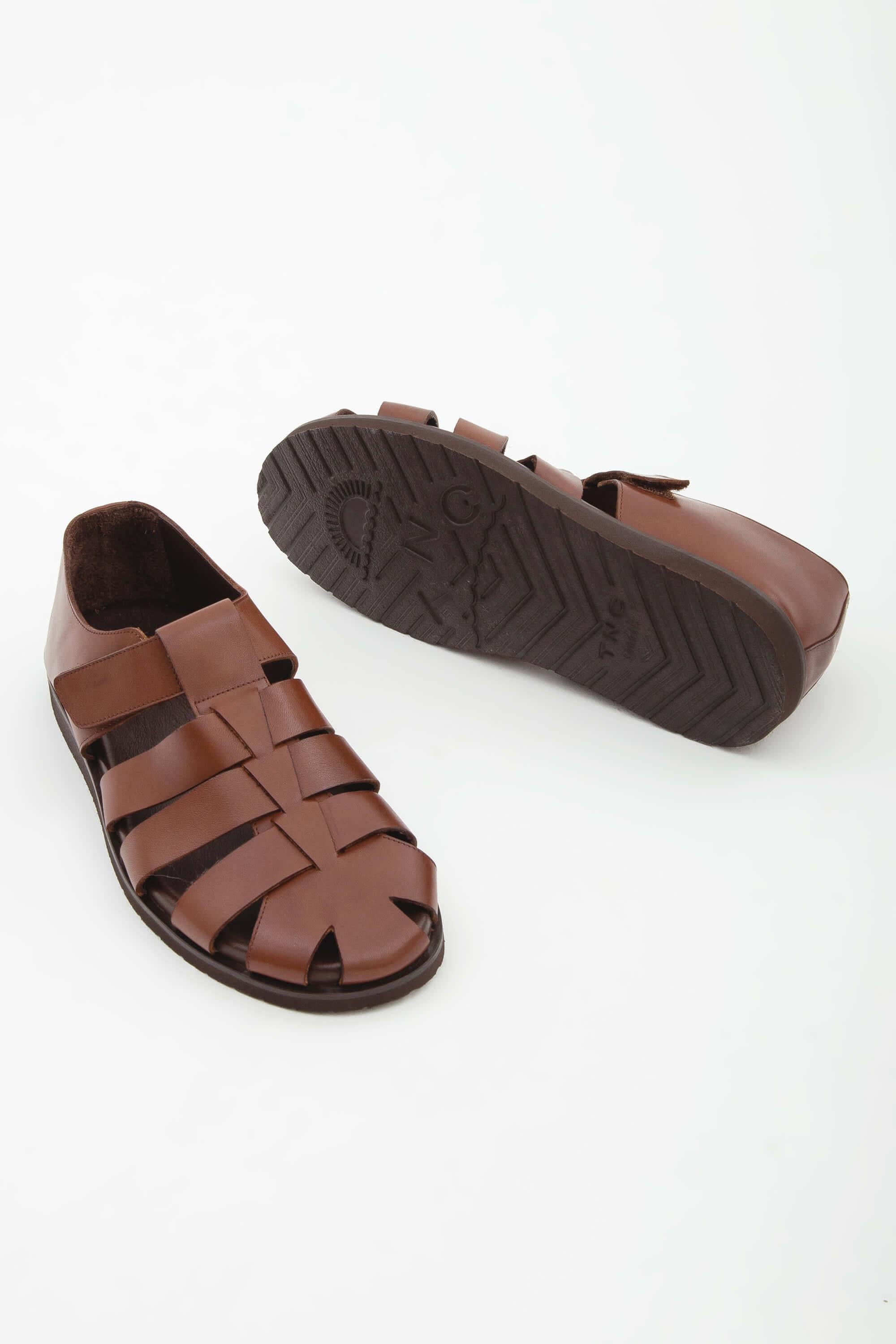 Tamer Tanca Siyah Tamer Tanca Hakiki Erkek Deri Günlük Sandalet