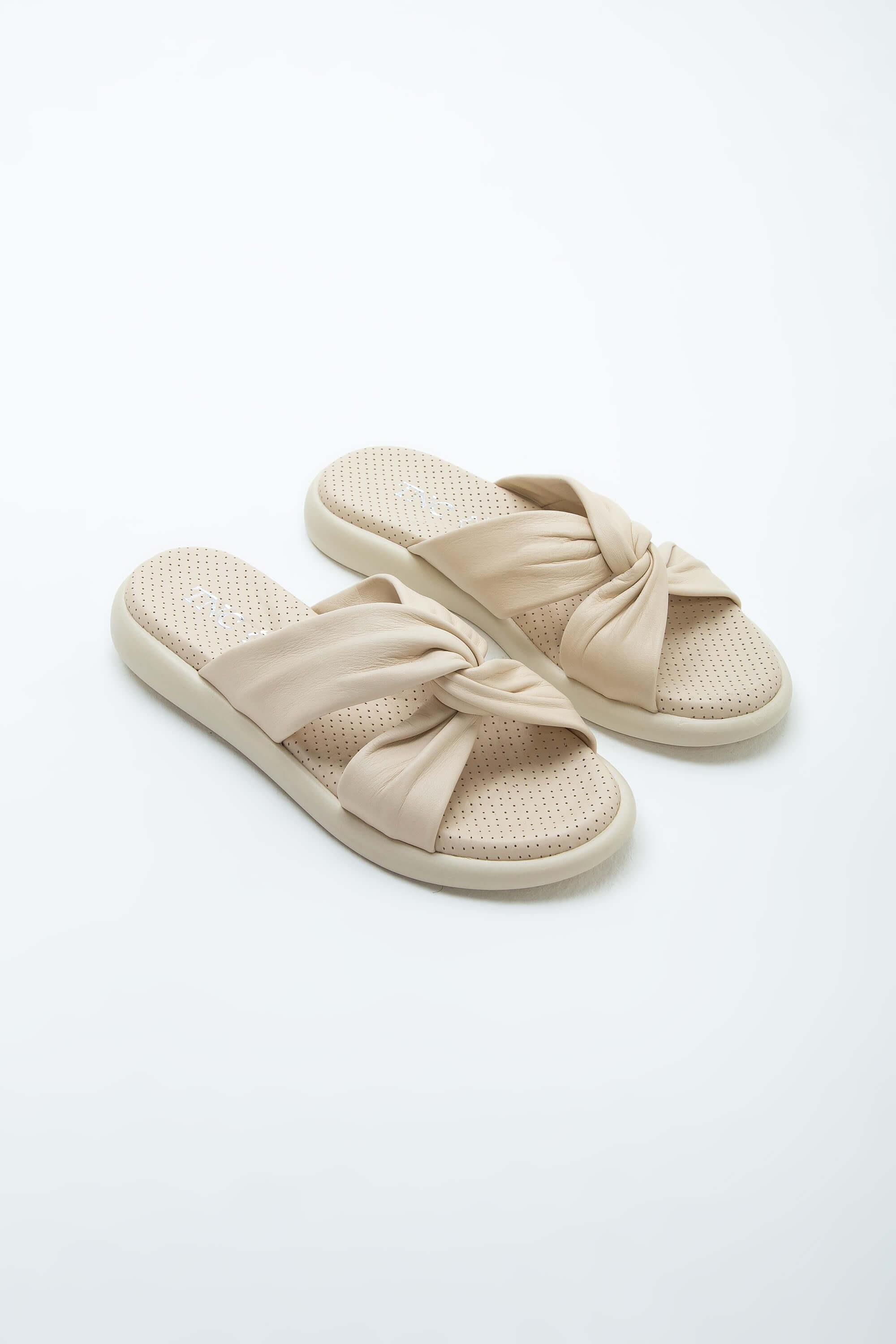 Tamer Tanca Yeşil Tamer Tanca Hakiki Kadın Deri Düz Terlik