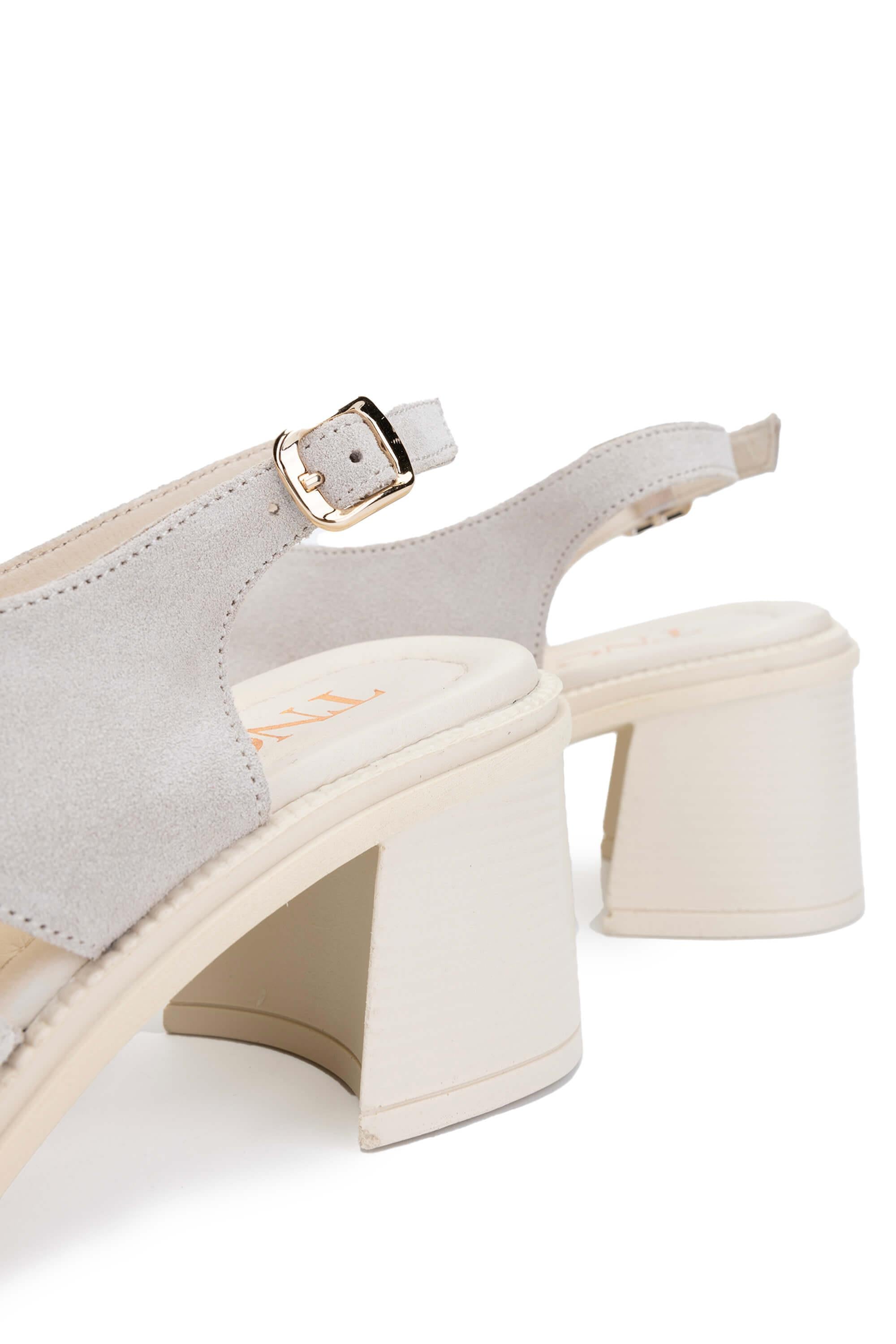 Tamer Tanca Lacivert Süet Tamer Tanca Hakiki Deri Kadın Topuklu Sandalet