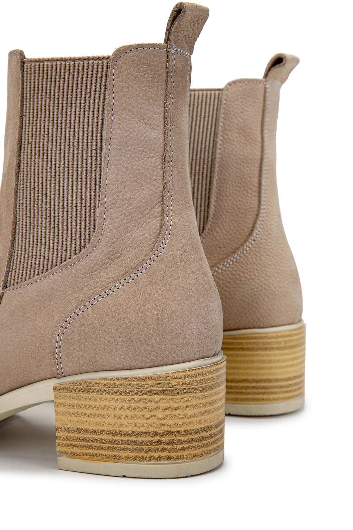 Tamer Tanca Kahverengi Nubuk Tamer Tanca Hakiki Deri Kadın Topuklu Bot