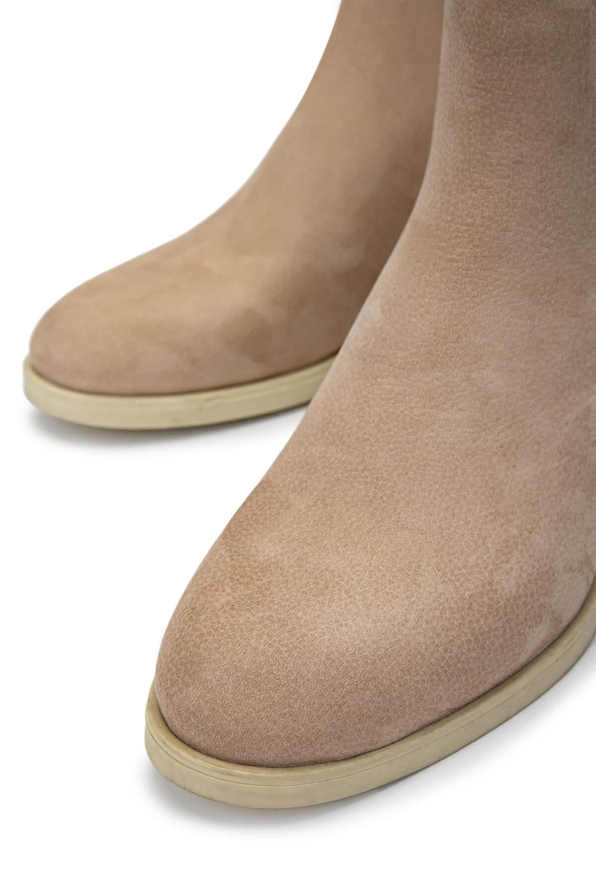 Tamer Tanca Kahverengi Nubuk Tamer Tanca Hakiki Deri Kadın Topuklu Bot