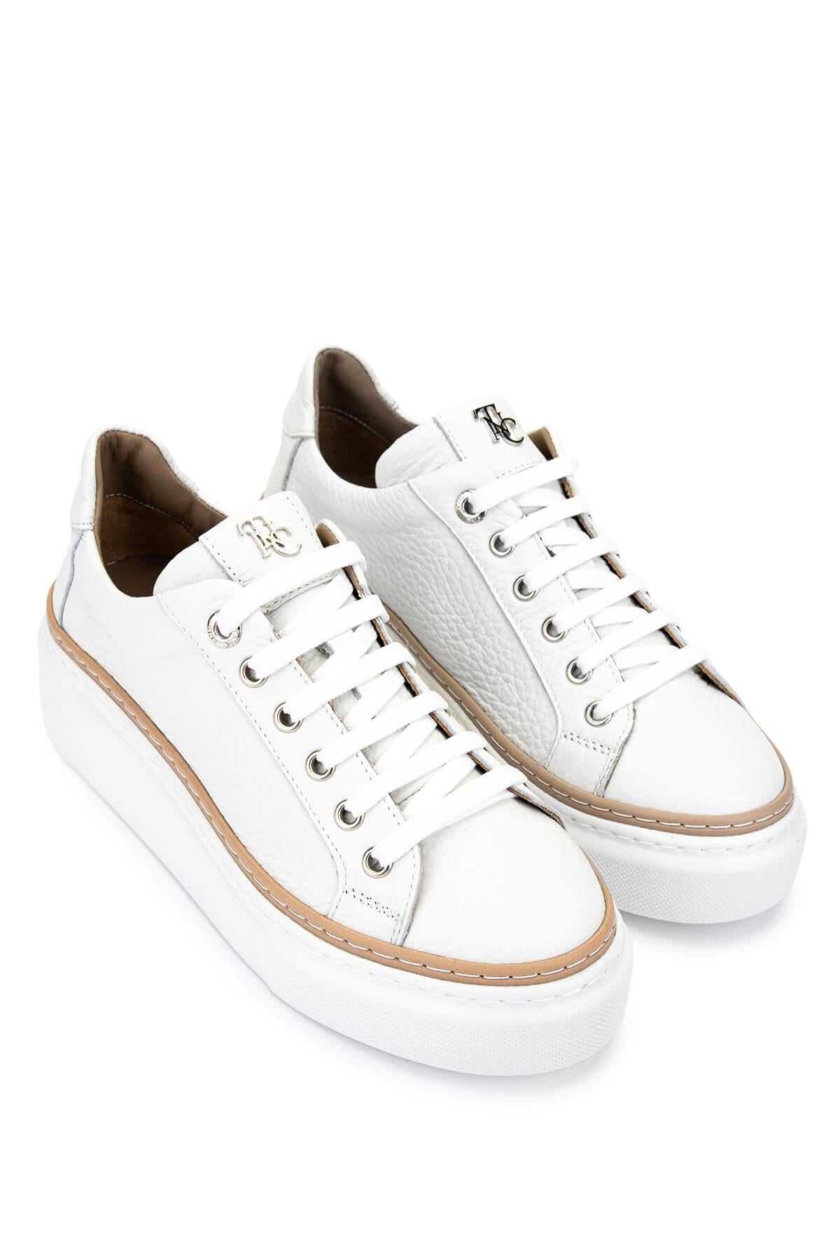 Tamer Tanca Siyah Floter Tamer Tanca Hakiki Kadın Deri Sneakers Spor Ayakkabı