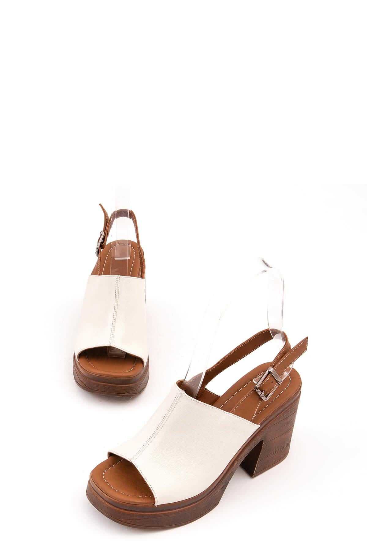 Tamer Tanca Vizon Tamer Tanca Hakiki Kadın Deri Topuklu Sandalet