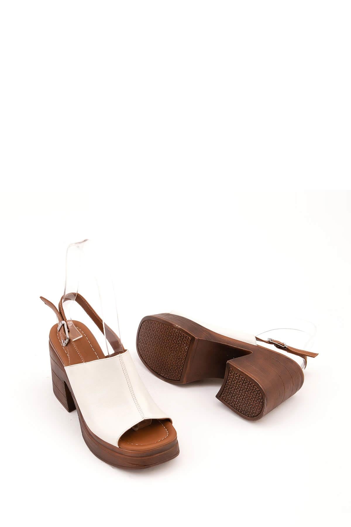 Tamer Tanca Vizon Tamer Tanca Hakiki Kadın Deri Topuklu Sandalet