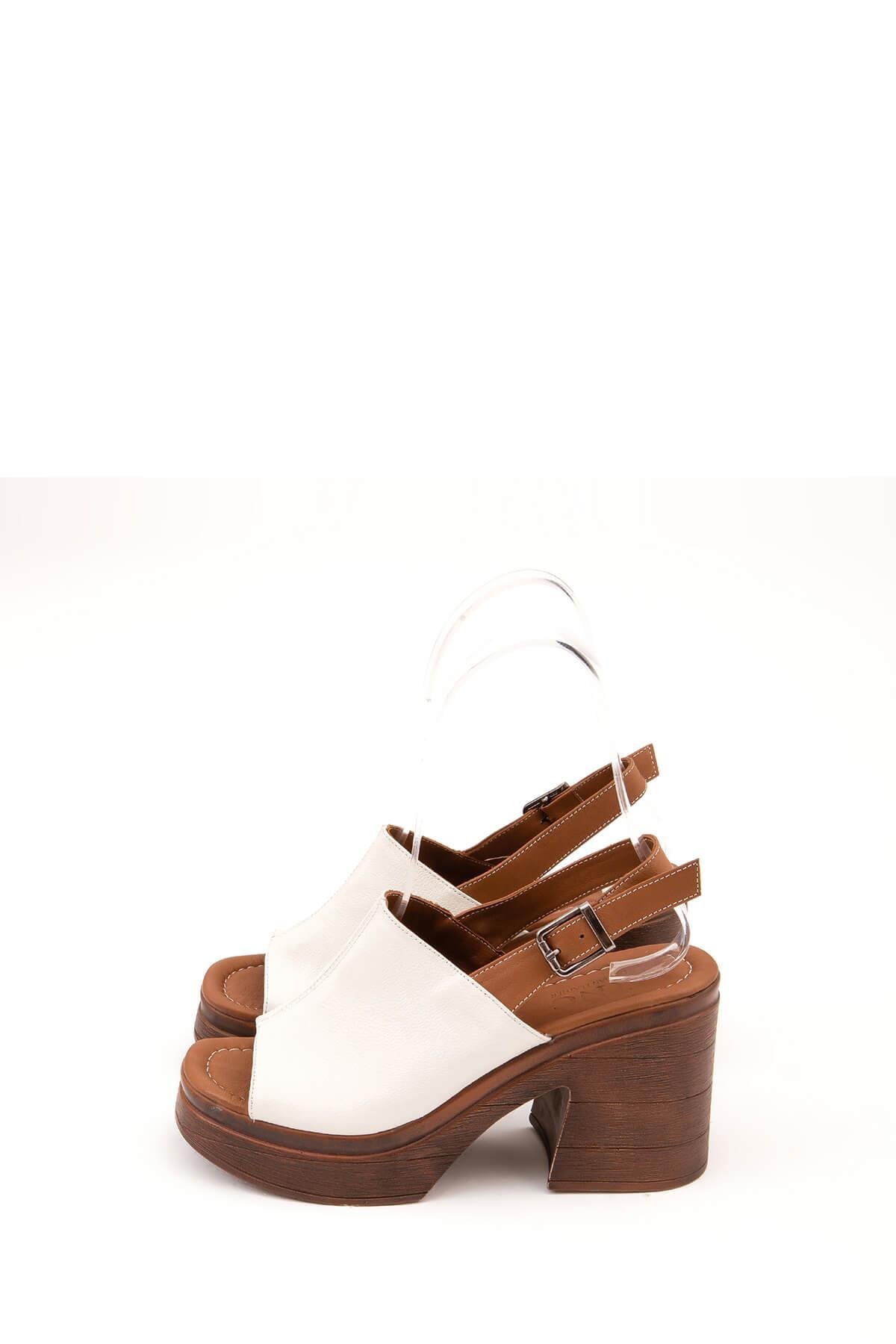 Tamer Tanca Vizon Tamer Tanca Hakiki Kadın Deri Topuklu Sandalet