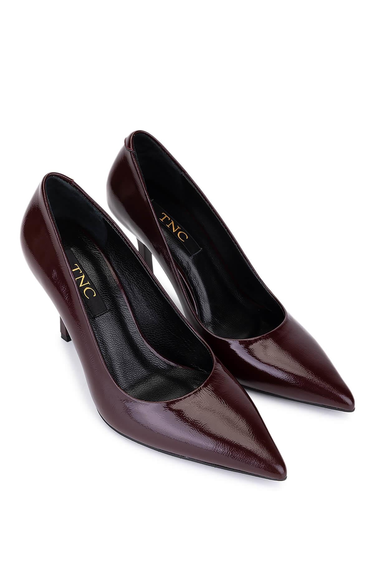 Tamer Tanca Siyah Kırışık Rugan Tamer Tanca Hakiki Deri Kadın Topuklu Ayakkabı