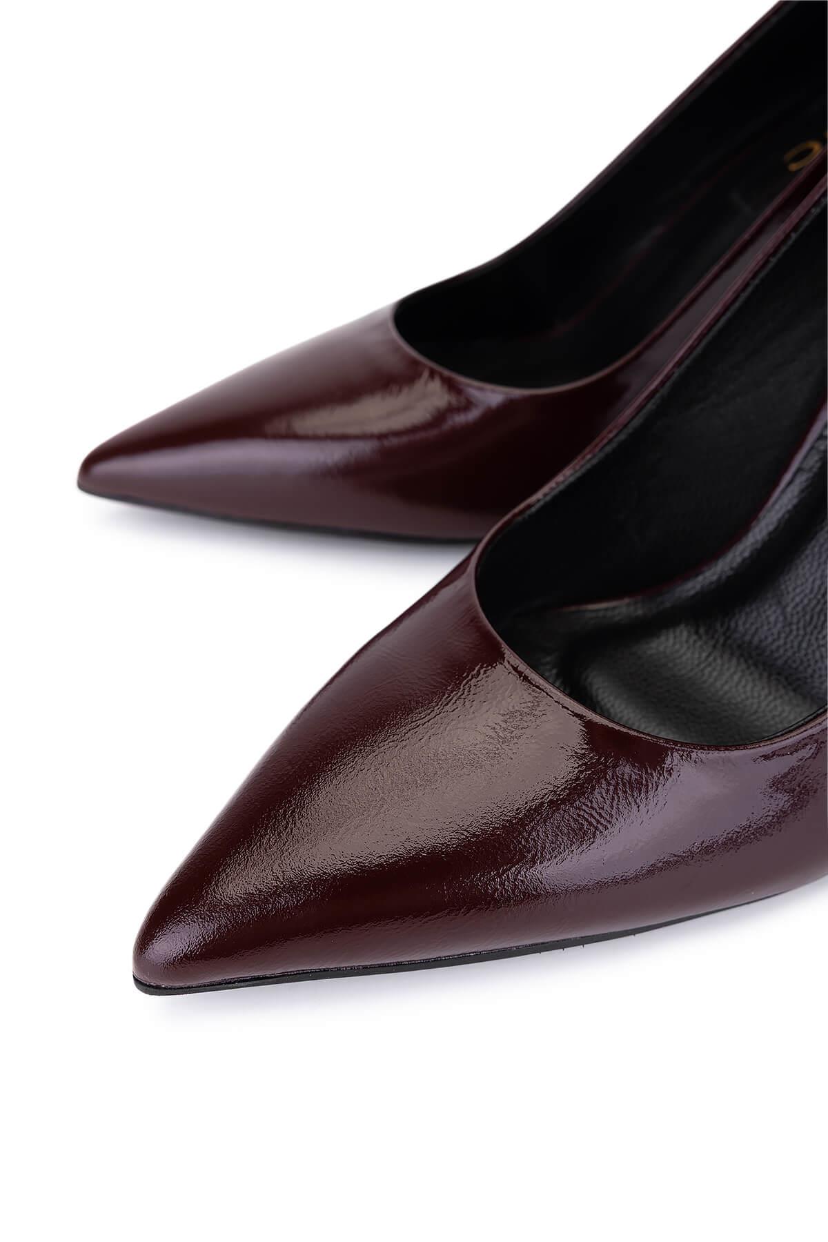 Tamer Tanca Siyah Kırışık Rugan Tamer Tanca Hakiki Deri Kadın Topuklu Ayakkabı