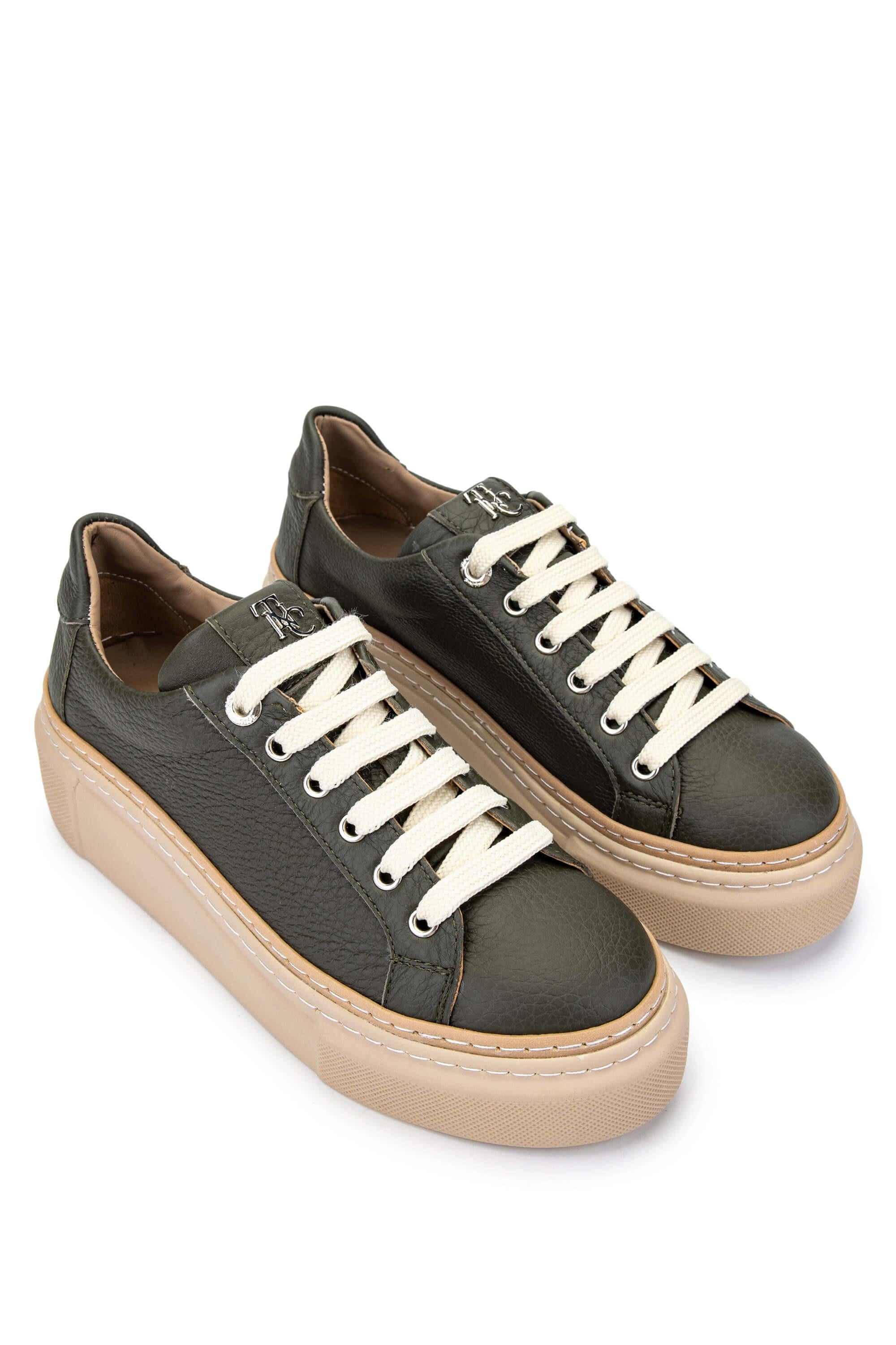 Tamer Tanca Siyah Floter Tamer Tanca Hakiki Kadın Deri Sneakers Spor Ayakkabı