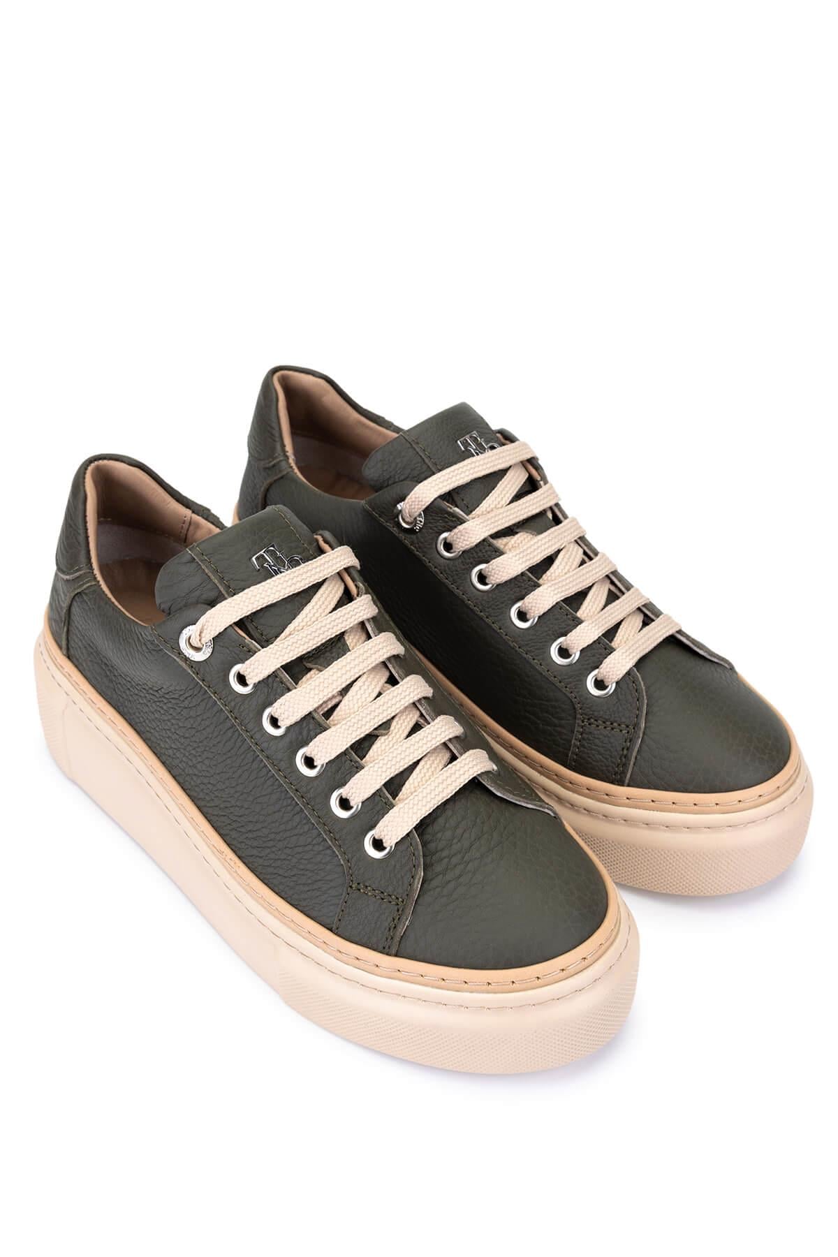 Tamer Tanca Siyah Floter Tamer Tanca Hakiki Kadın Deri Sneakers Spor Ayakkabı