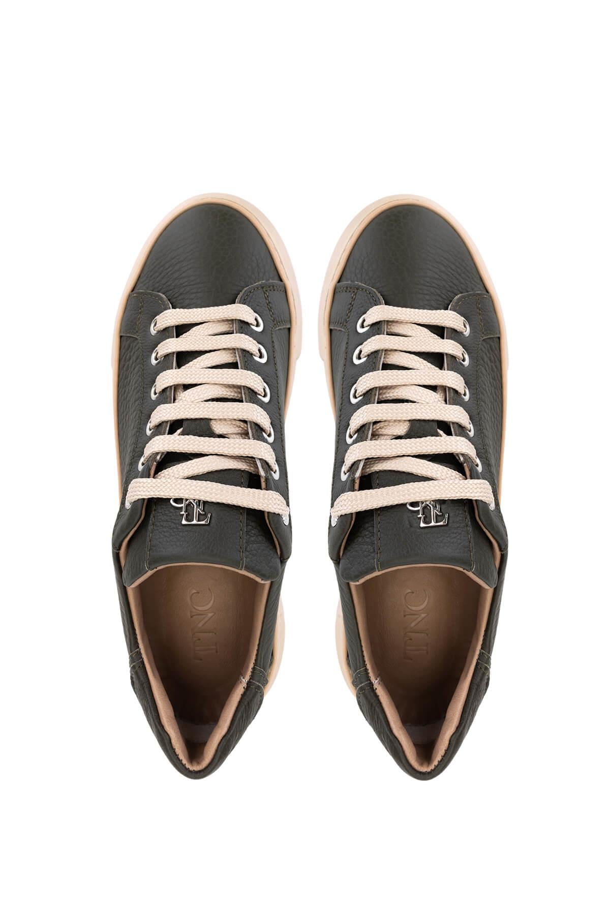 Tamer Tanca Siyah Floter Tamer Tanca Hakiki Kadın Deri Sneakers Spor Ayakkabı